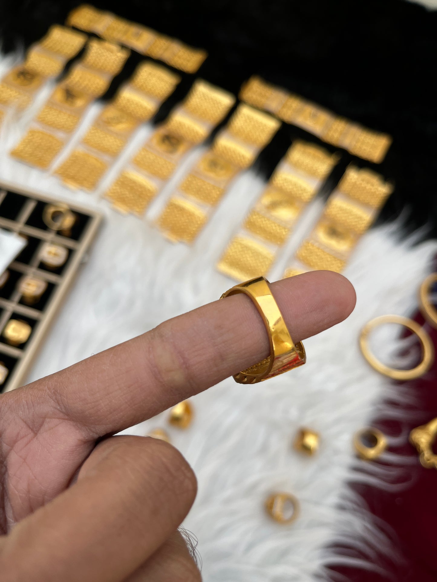 one gram gold ashok stumb daimond ring