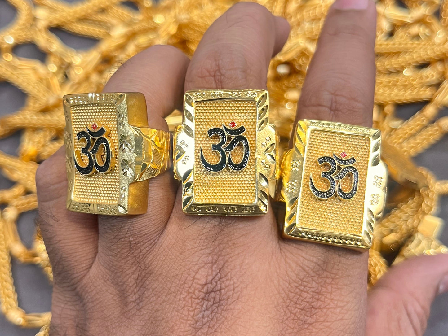 one gram gold plated om heavy ring