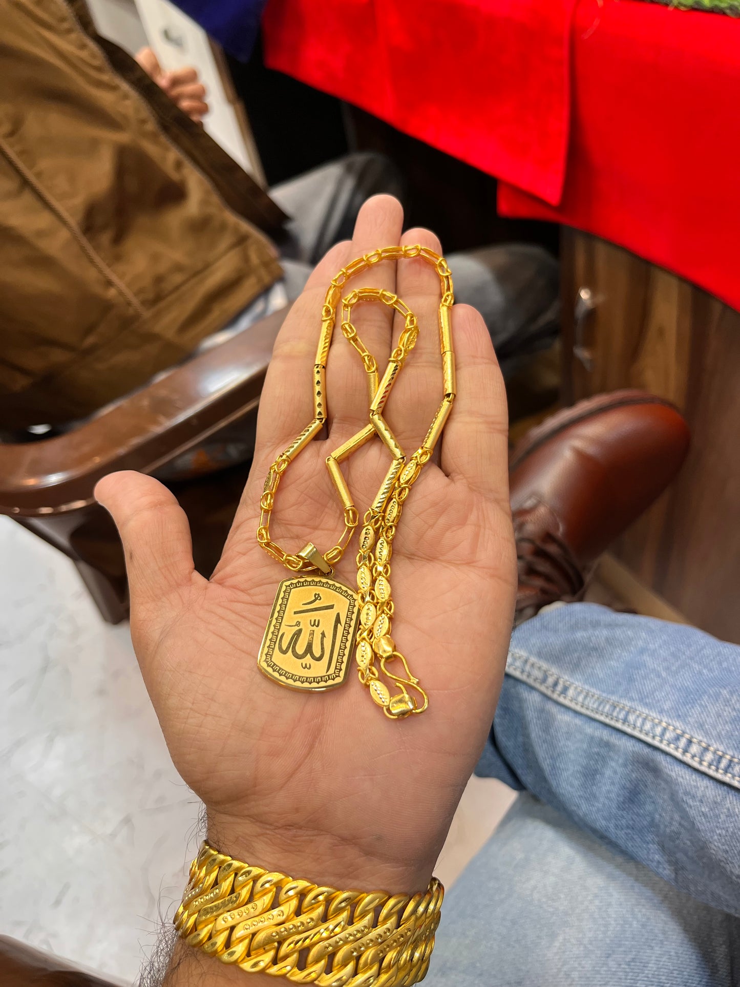 one gram gold pipe new chain with allah design pandent