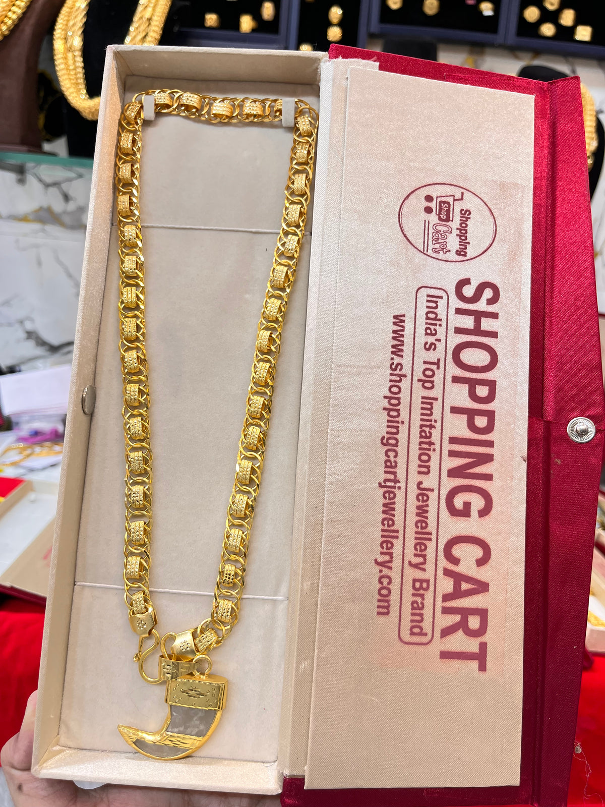 One gram gold plated flat chain with neals pandent