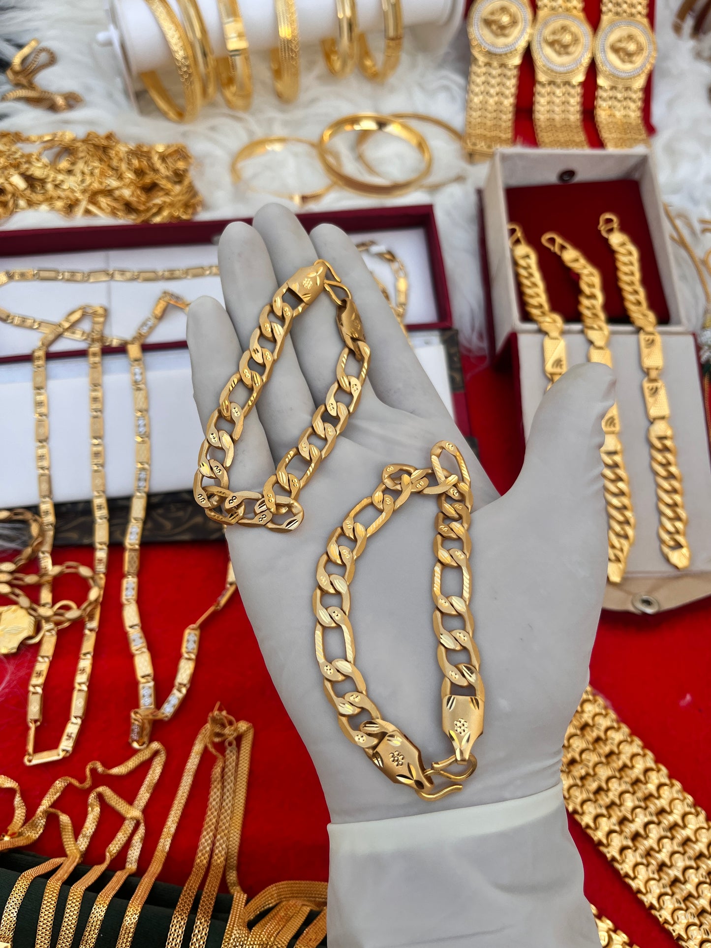 mens slim sachin design premium one gram gold bracelet