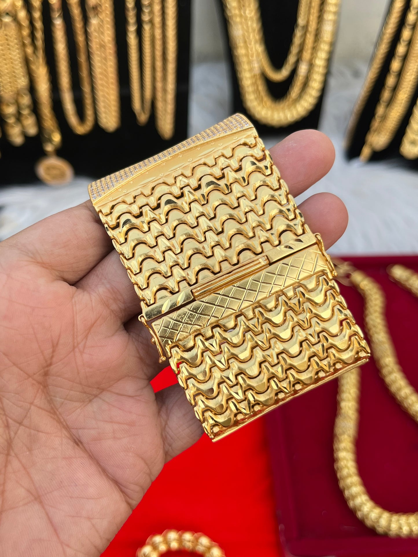 one gram gold plated jeguar heavy big bracelet