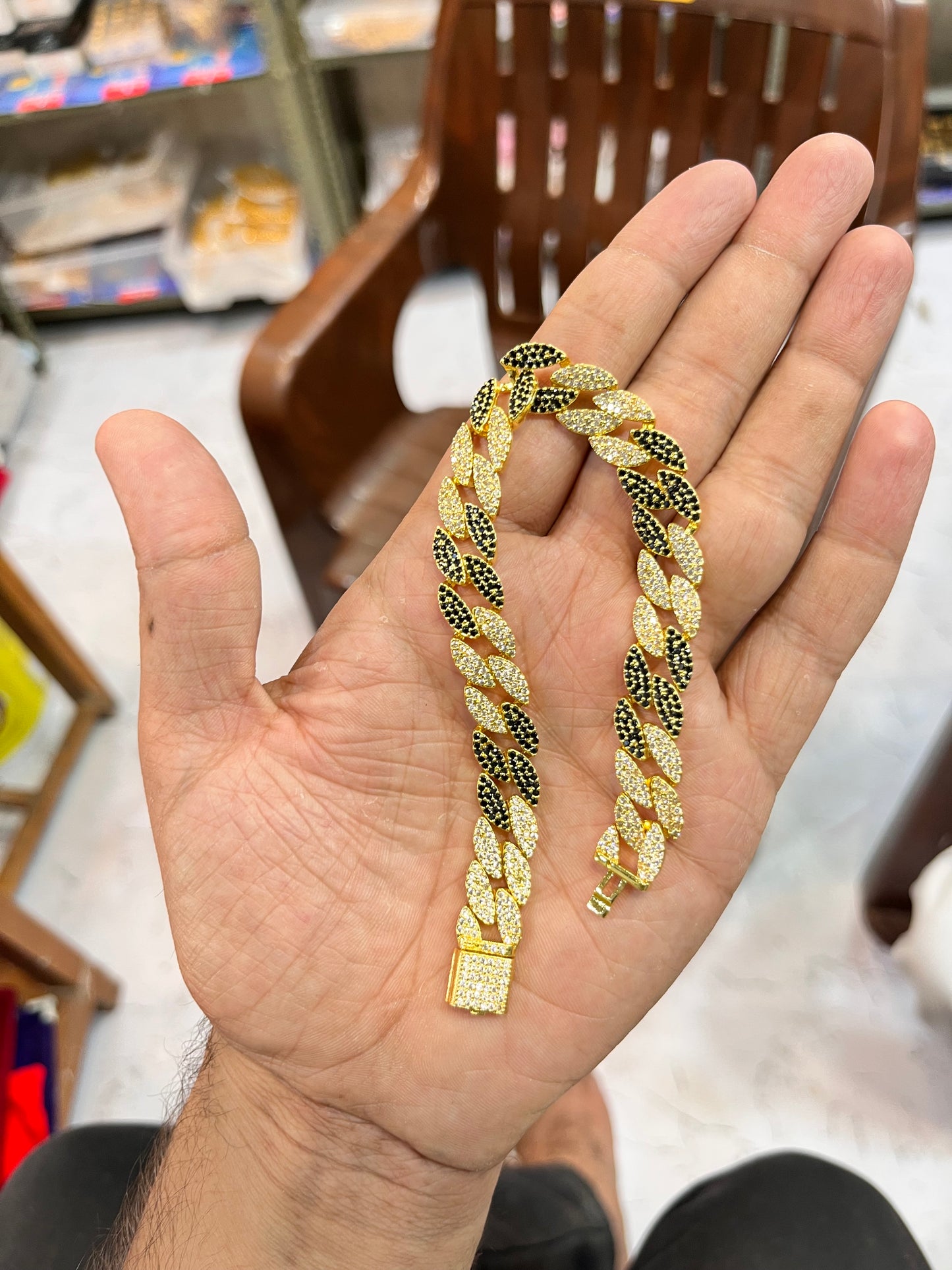 one gram gold plated fully black daimond bracelet