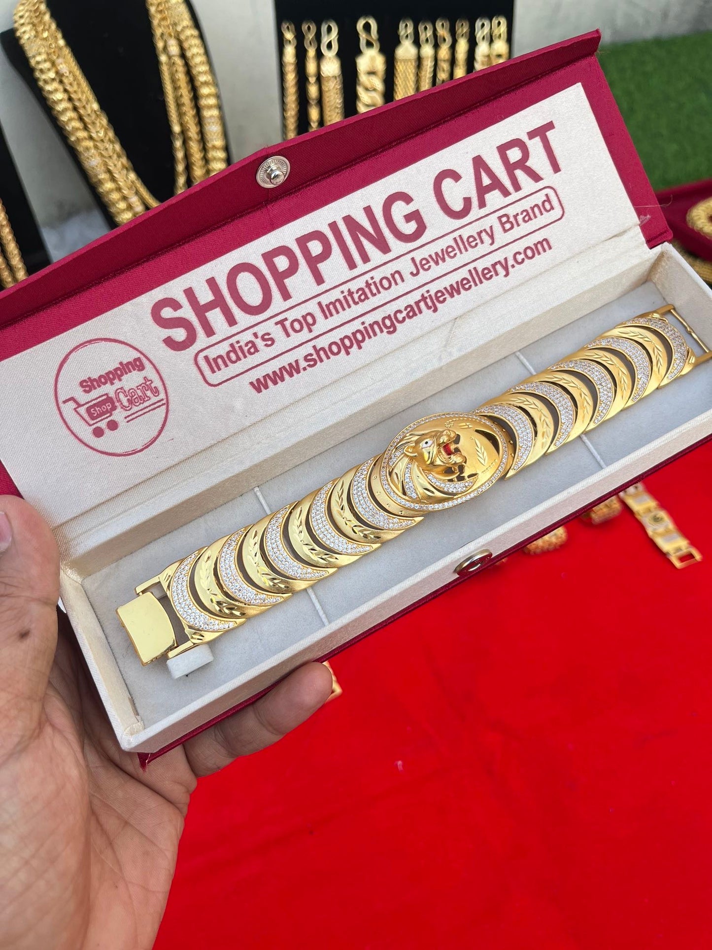 one gram gold plated lion salang heavy big design bracelet