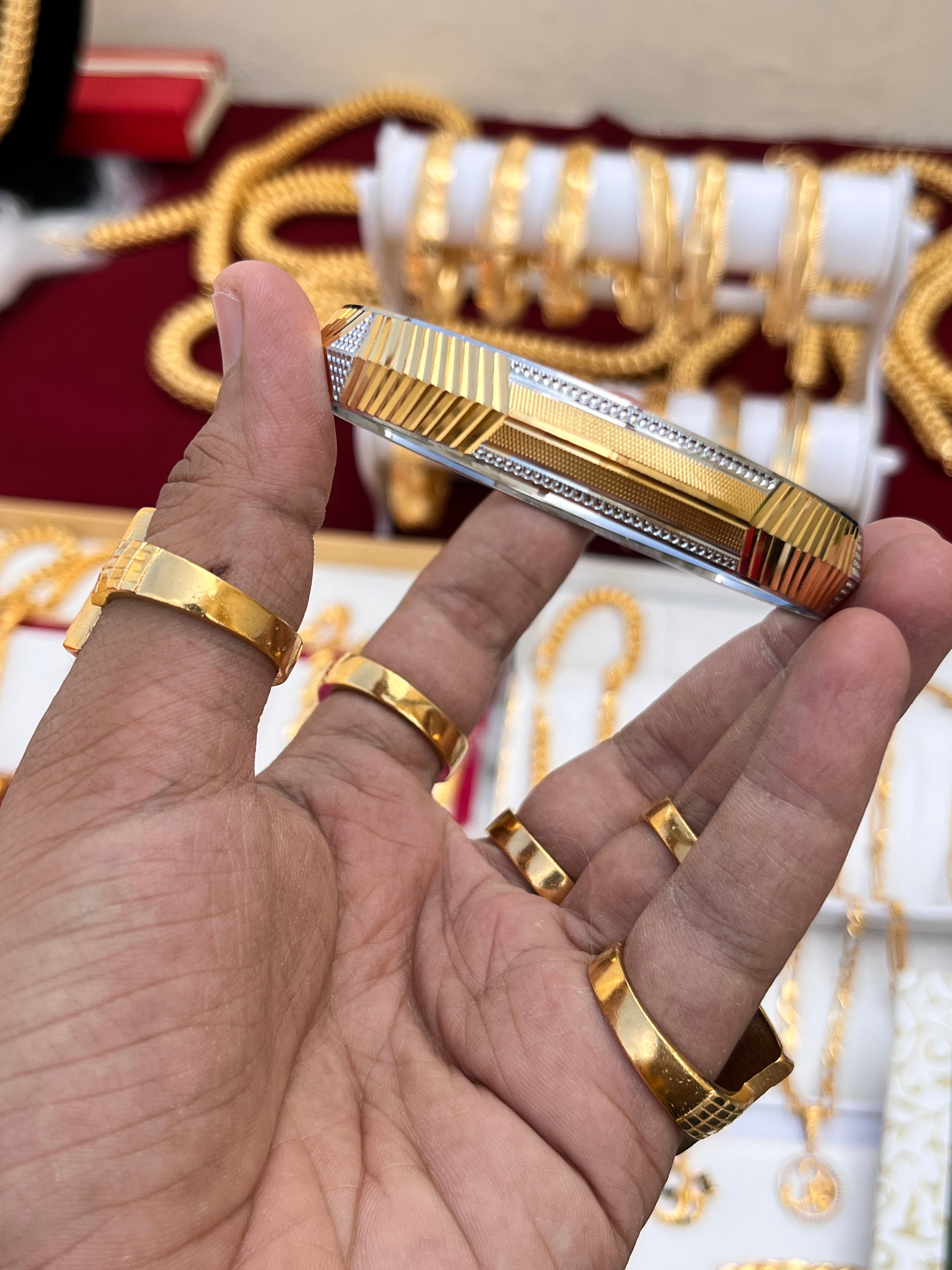 Rhodium Tanishq Jewellery Mens Kada Gold Plated Men's Rodium