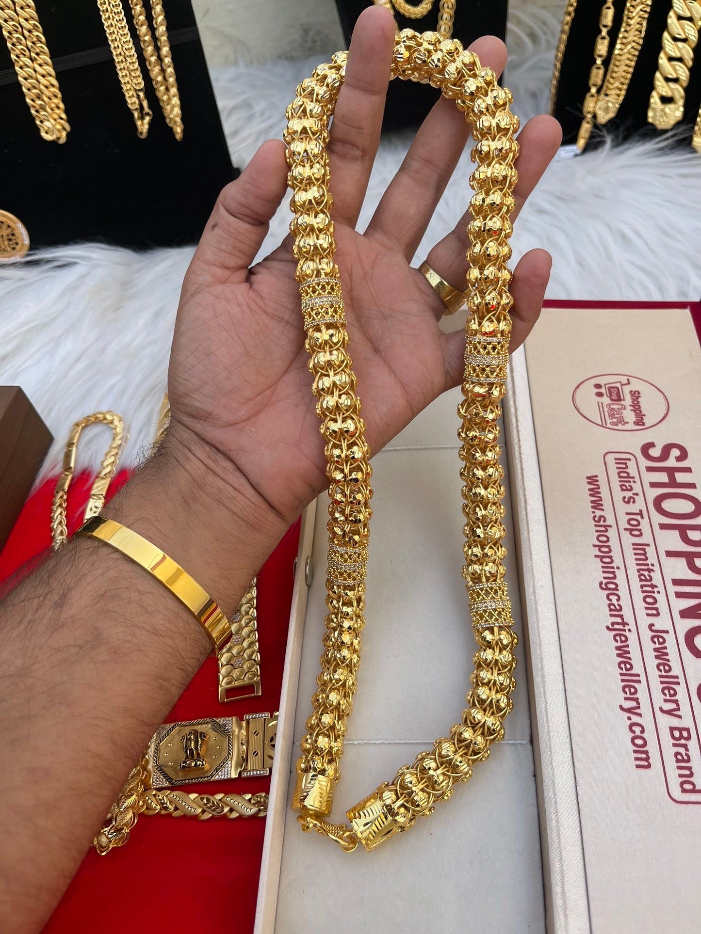 one gram gold daimond heavy big long design chain