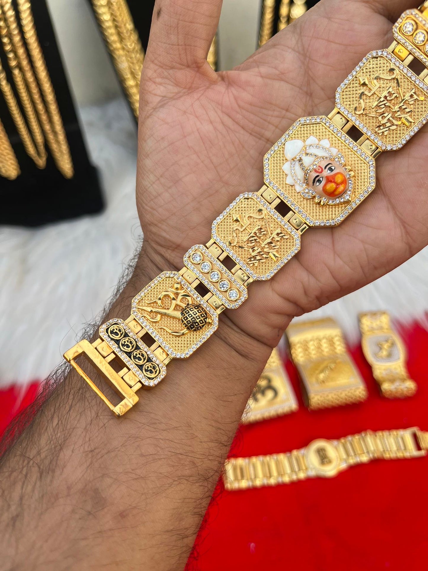 one gram gold plated hanuman ji design bracelet