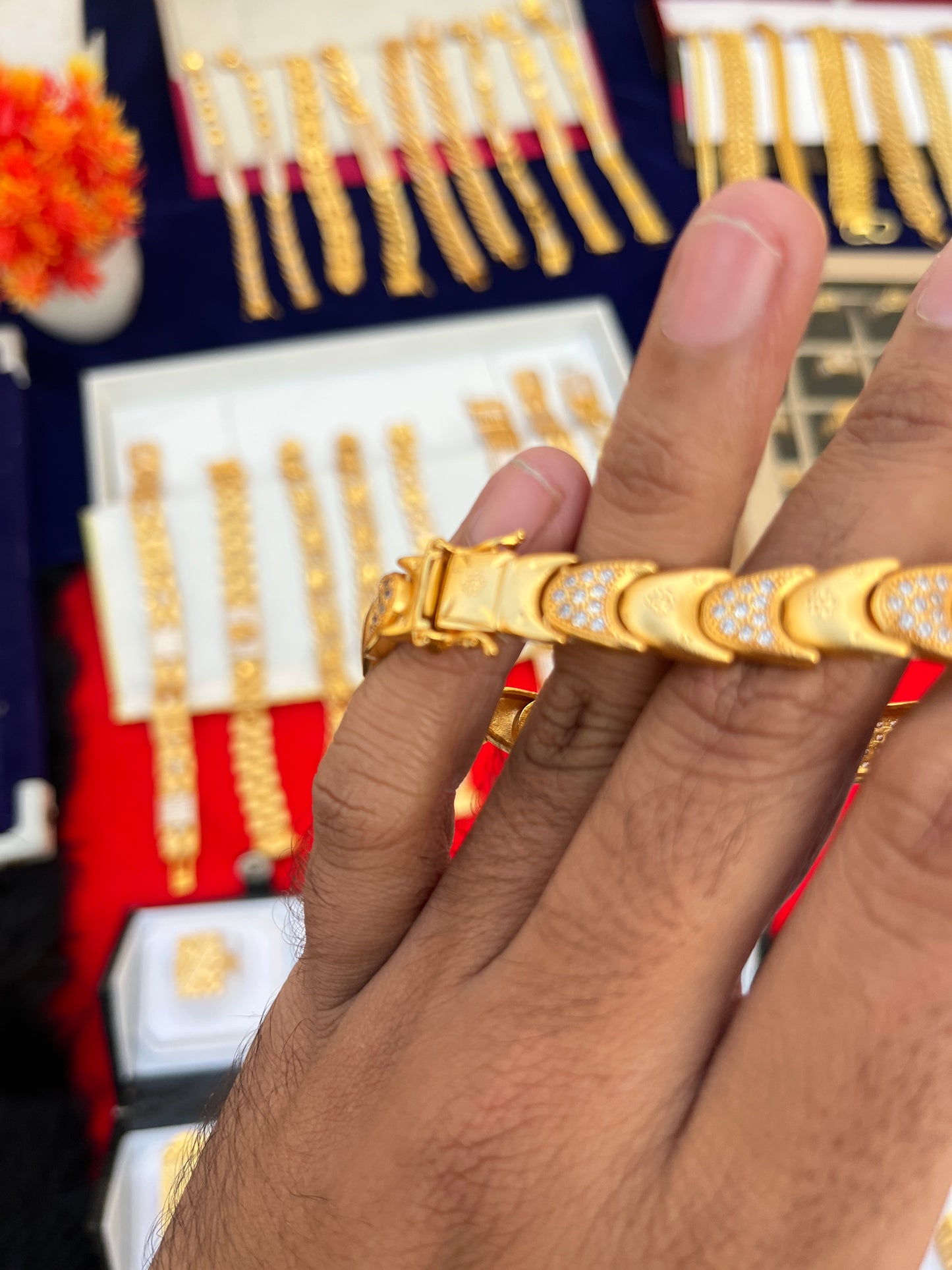 One gram gold plated unique daimond bracelet