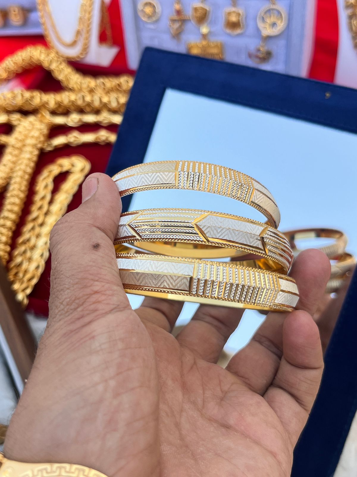 Men's one gram gold rodium polished kada