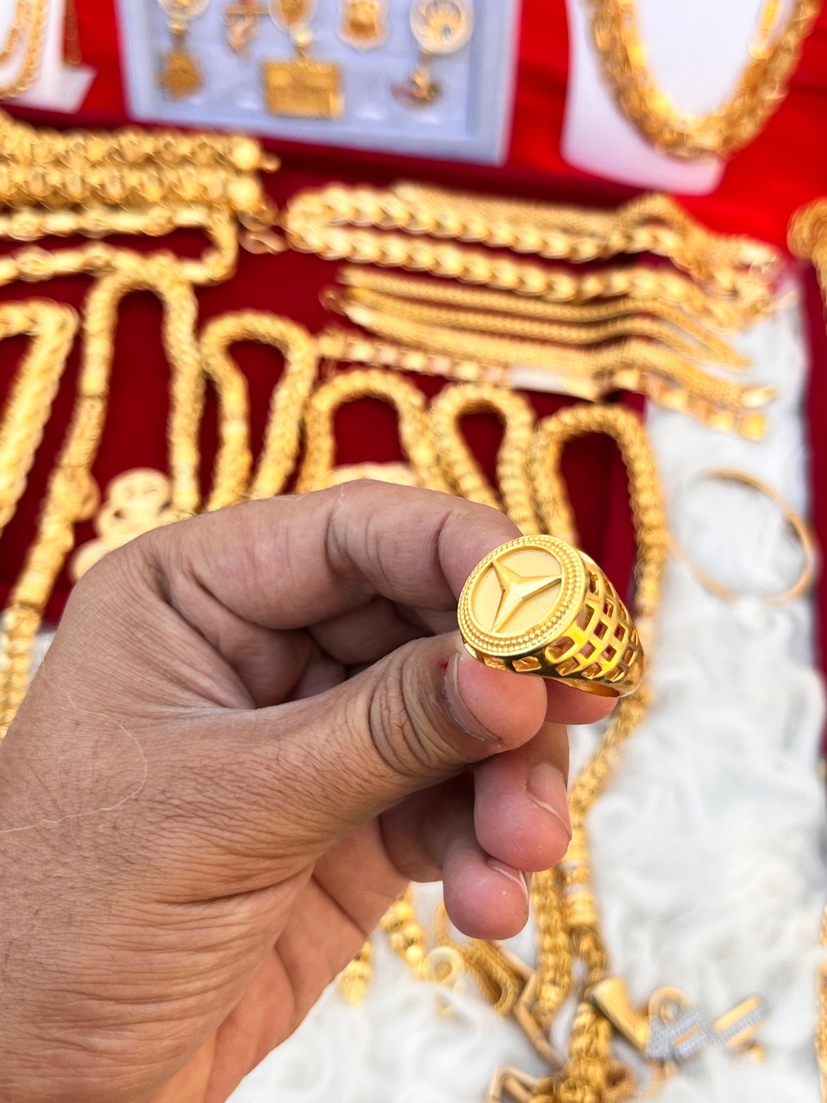 Gold plated marsadise design ring for men