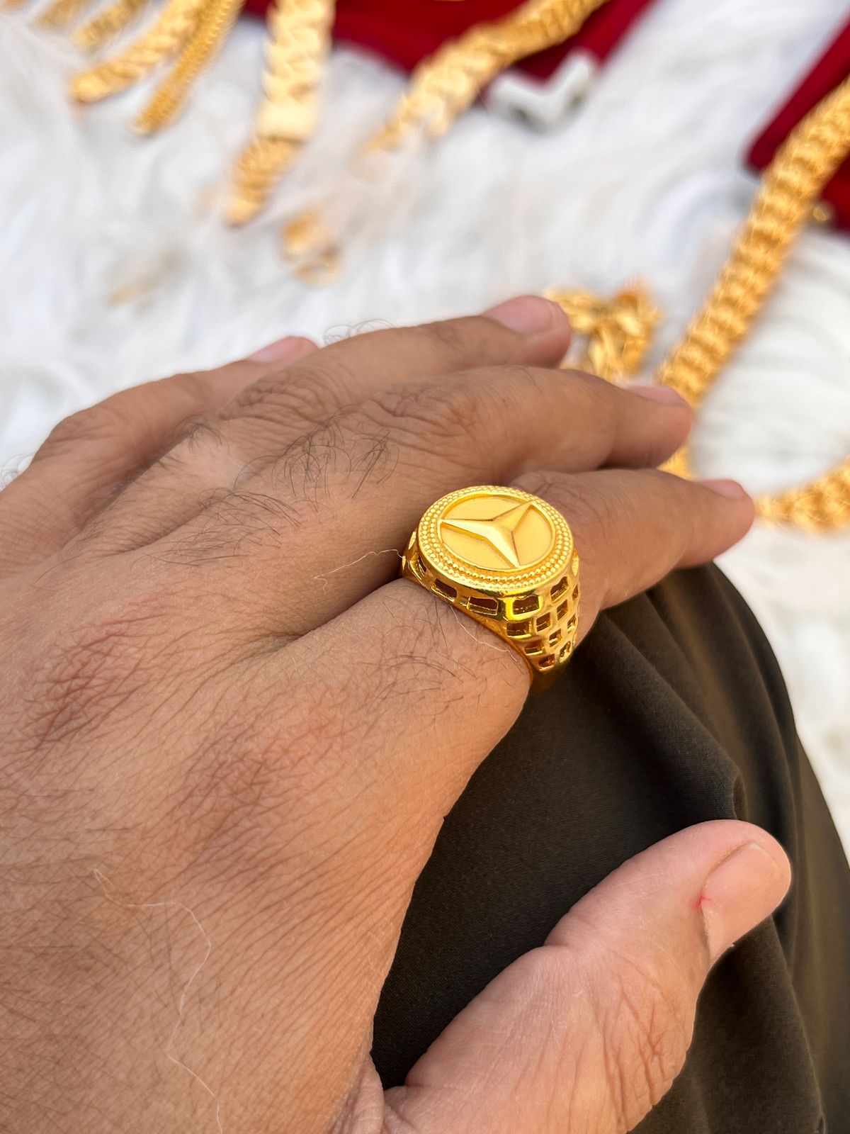 Gold plated marsadise design ring for men