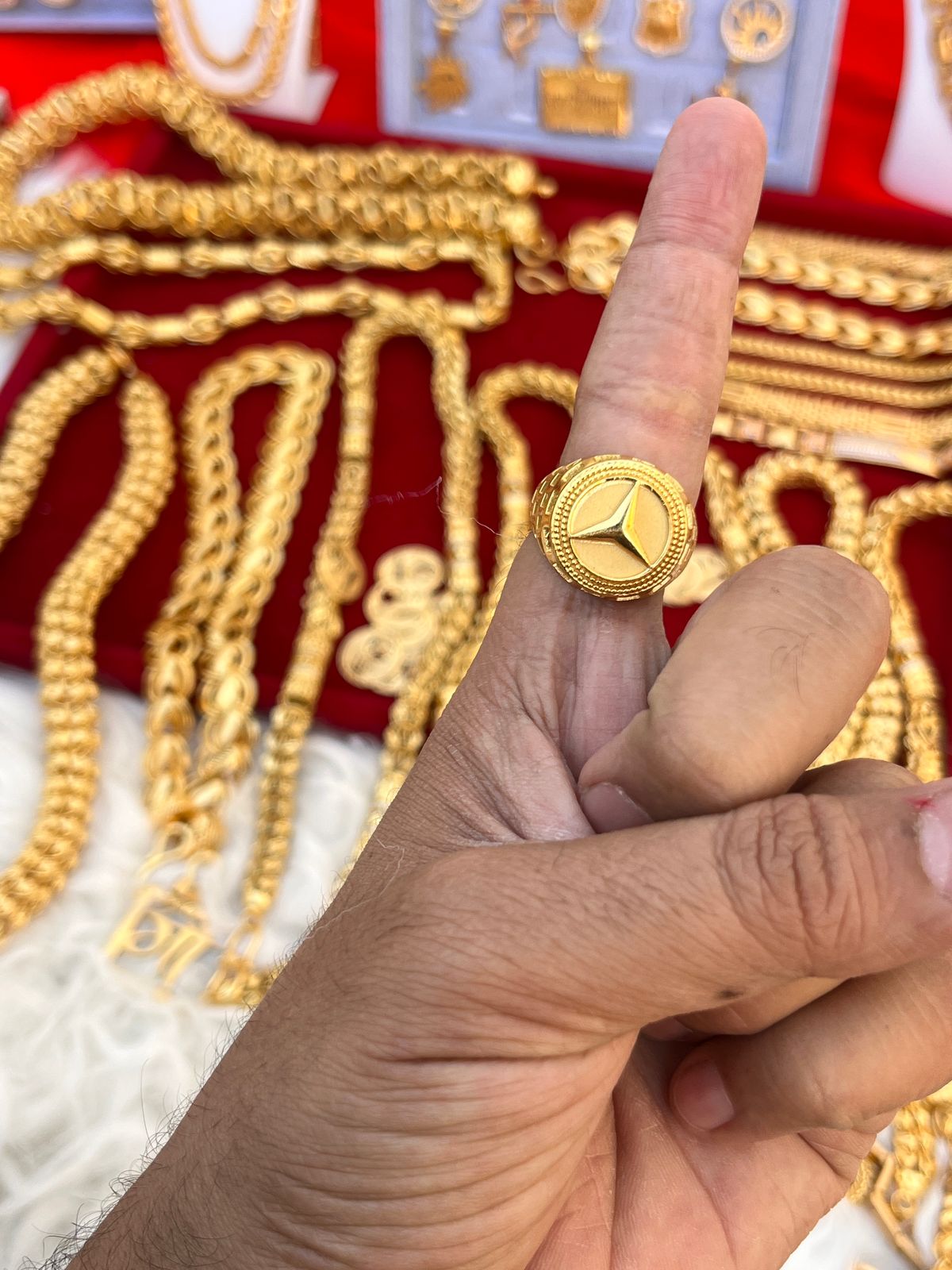 Gold plated marsadise design ring for men