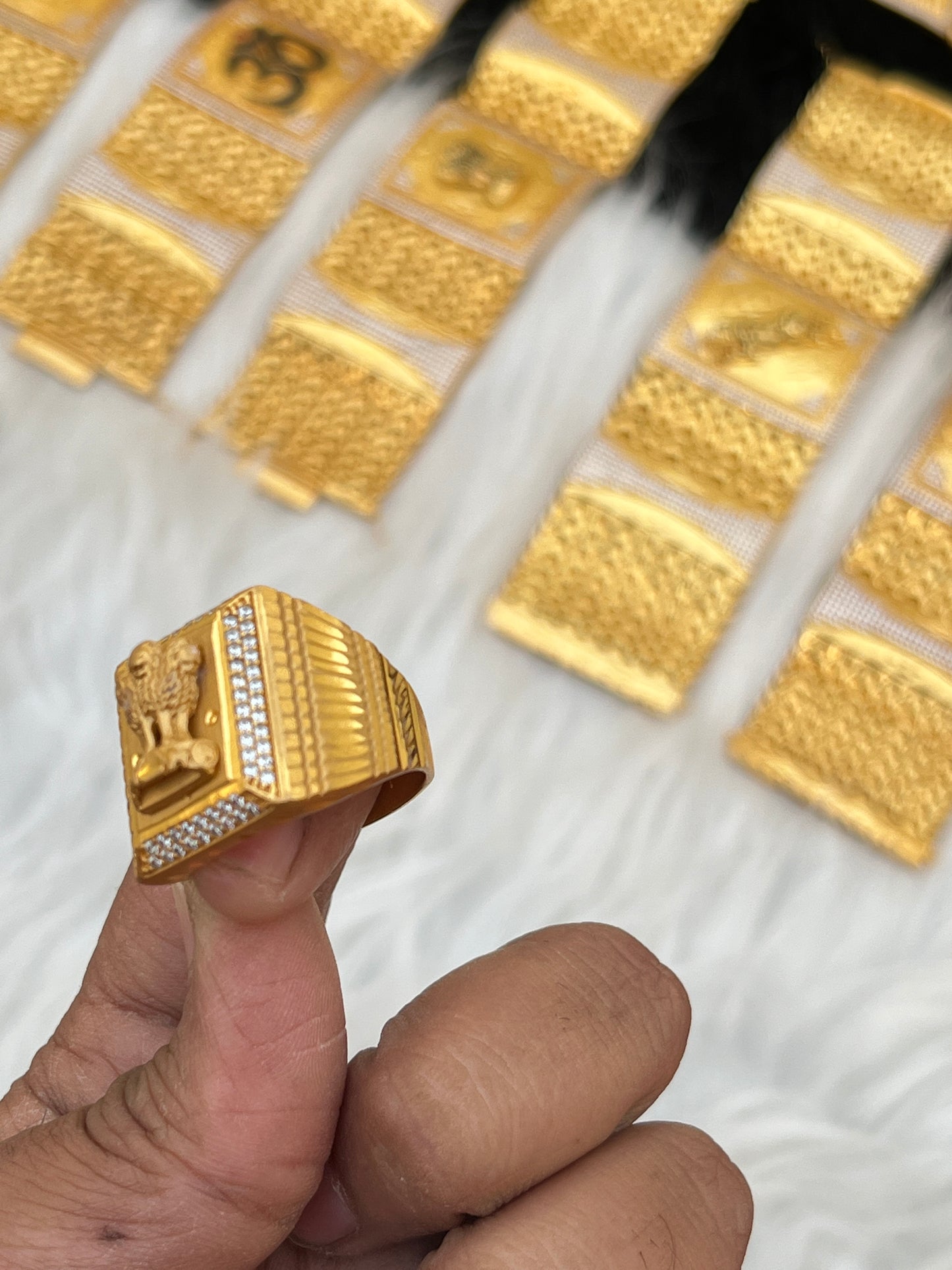 one gram gold premium daimond ashok stumb ring