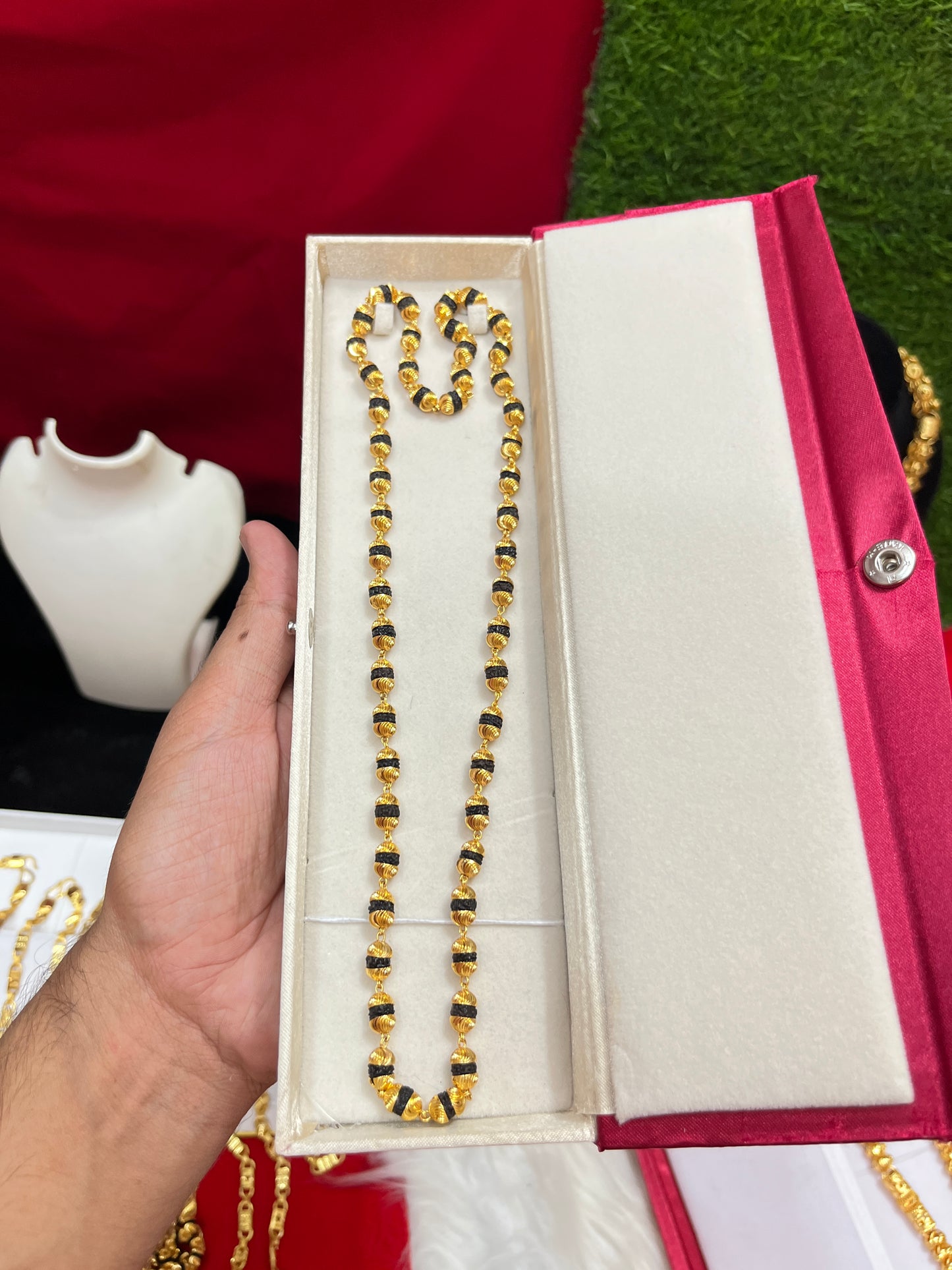 Men's one gram gold Rudhraksh Mala