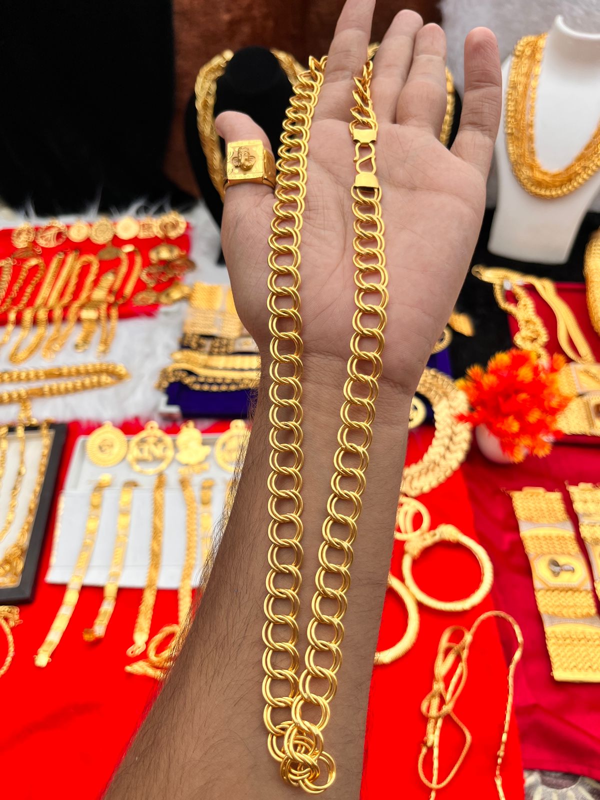 Men's one gram gold Premium slim Kadi design chain