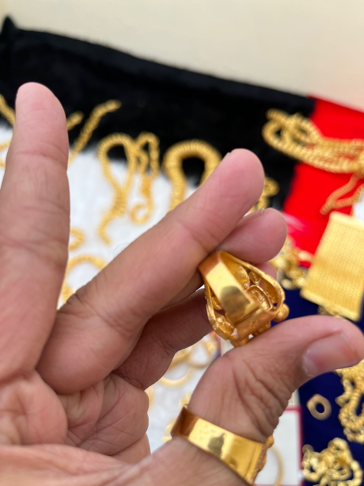 Men's one gram gold Rajwadi Om Premium Ring