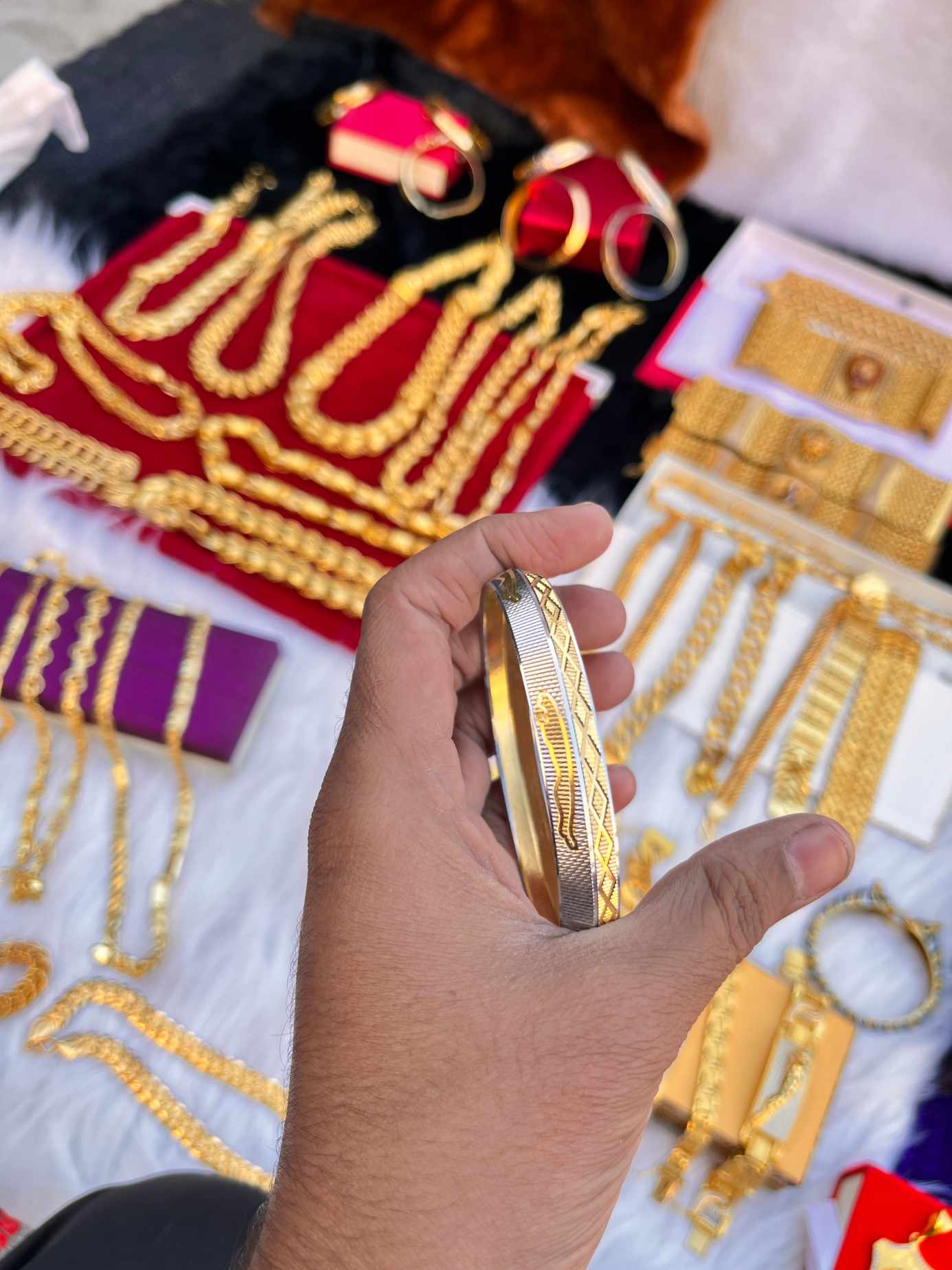 Gold Plated Two Tone Polsihed Jeguar Kada