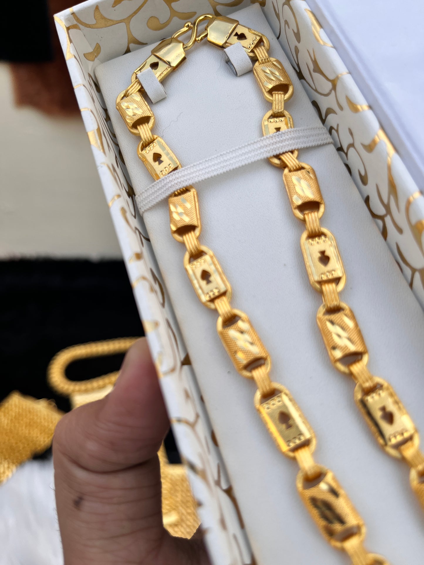 Men's one gram gold PQ Pan Design Chain