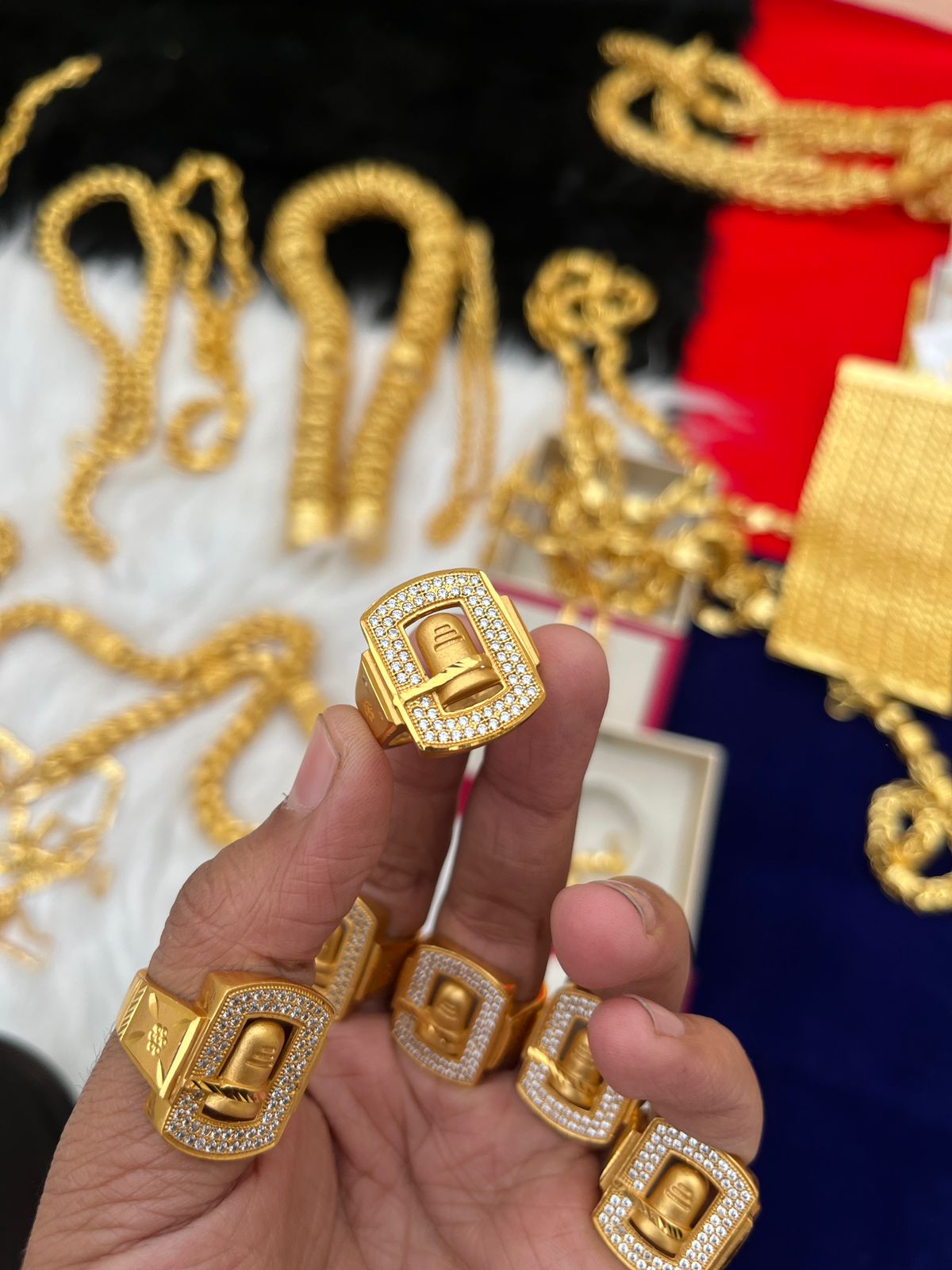 Gold Plated Big Male Rings Gold Plated Unique Mens Gold Rings