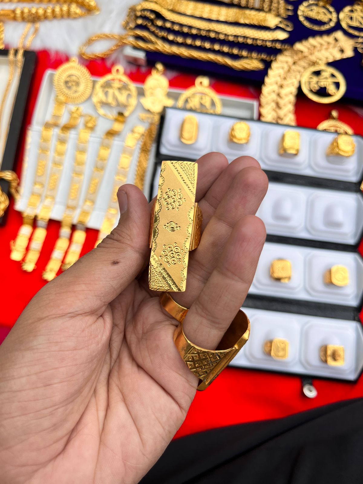 Men's Gold Plated Premium Big Long Ring - Main Image