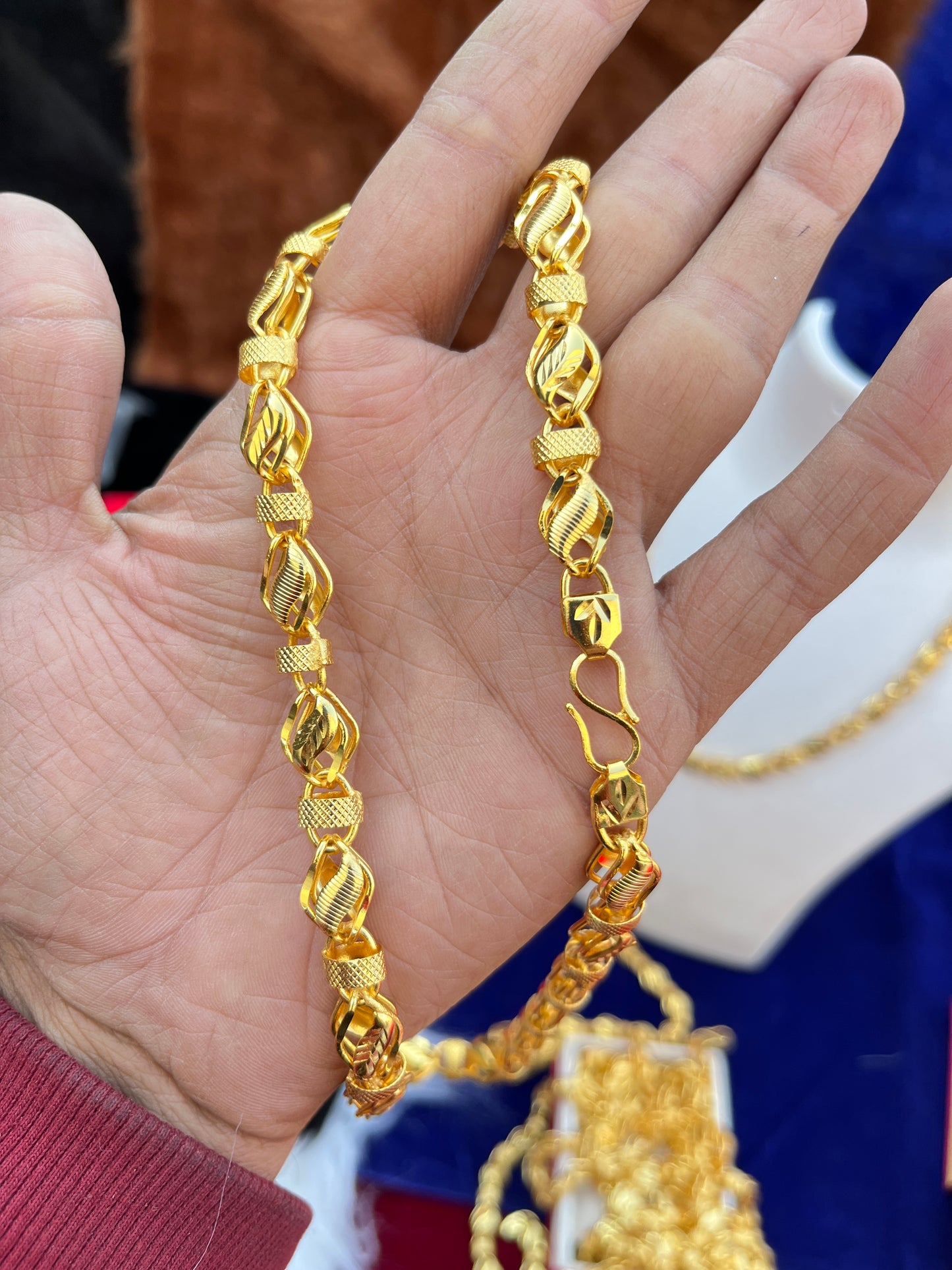 Men's one gram gold Round Design Chain