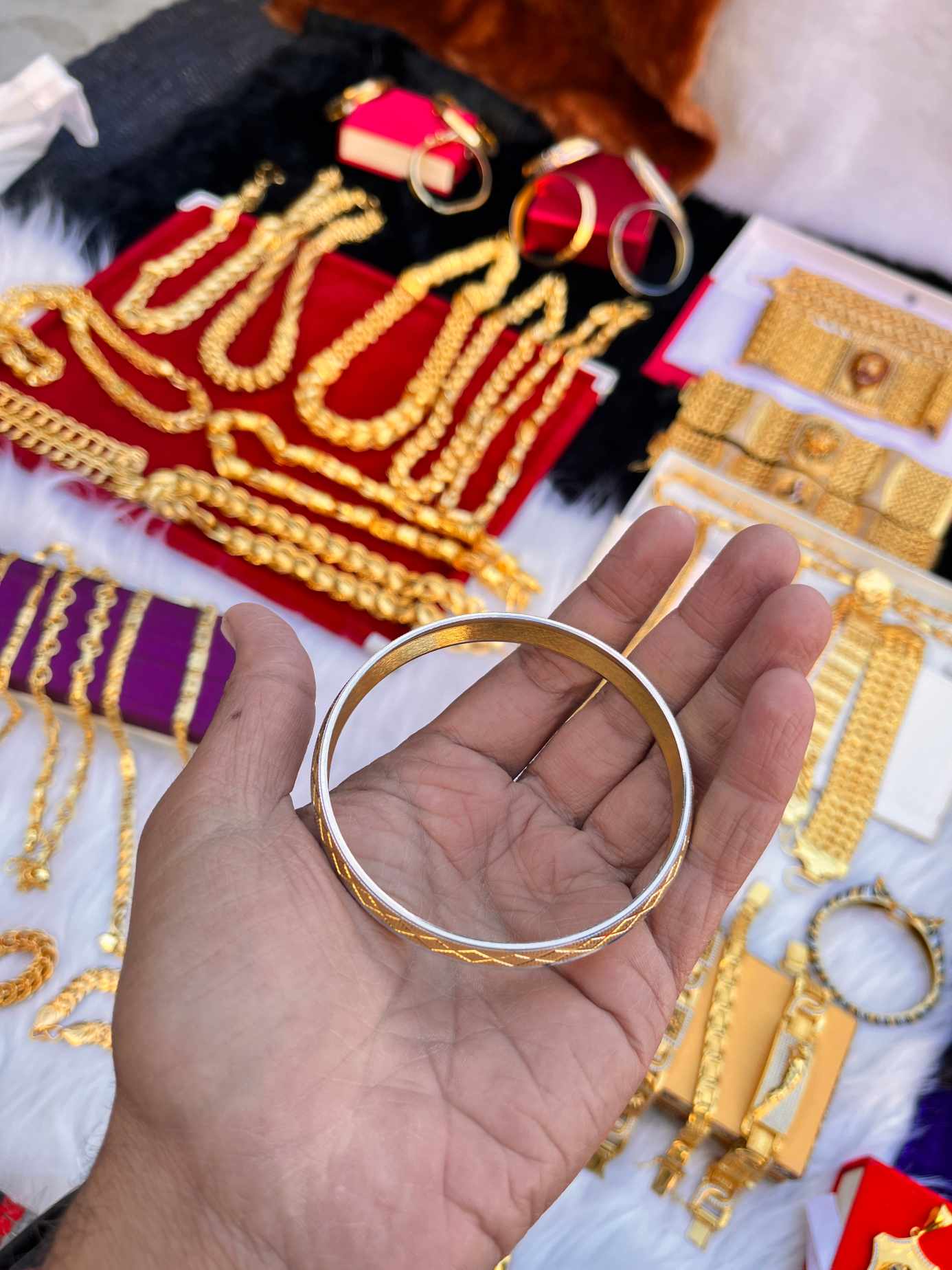 Gold Plated Two Tone Polsihed Jeguar Kada