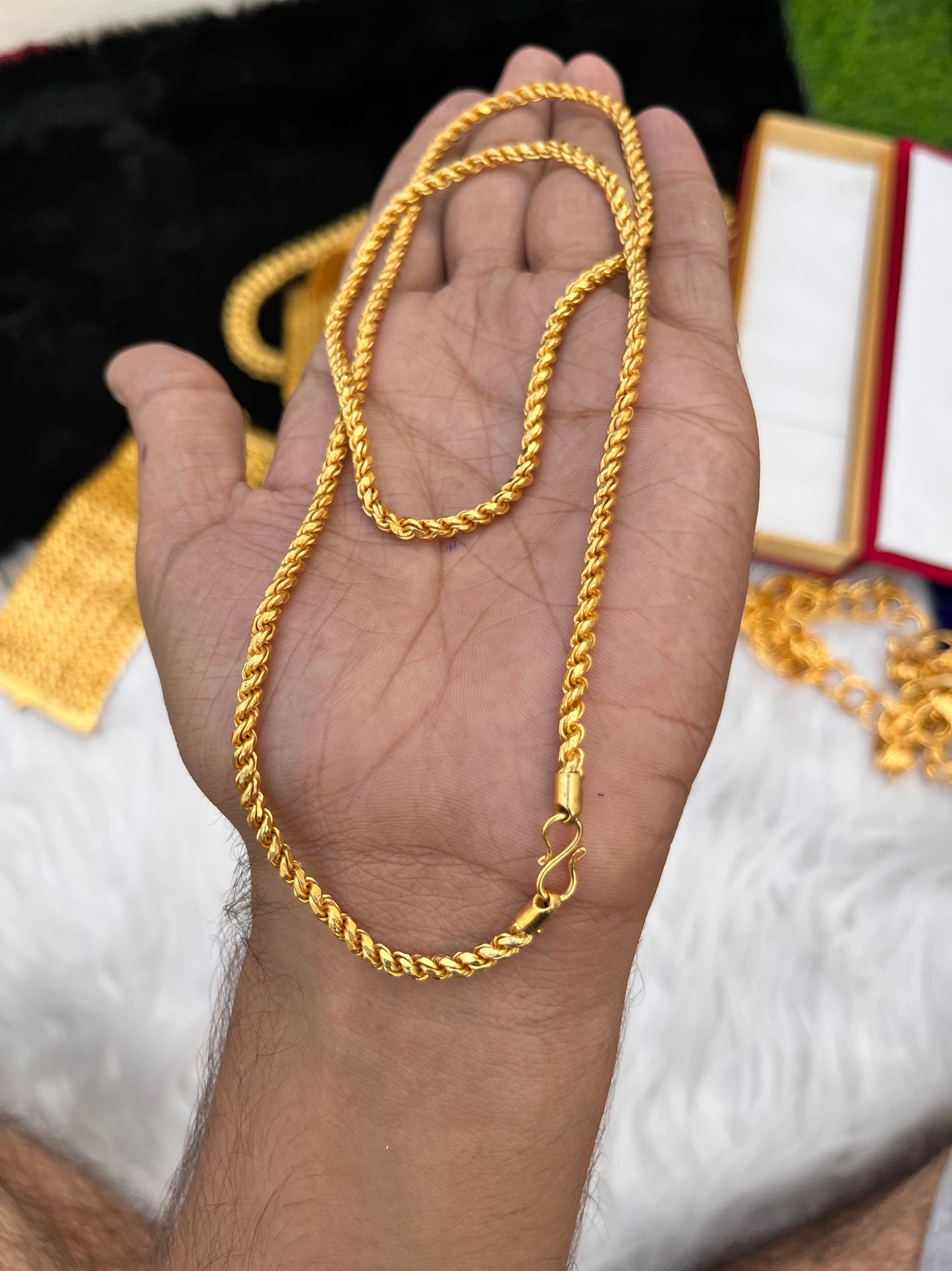Men's one gram gold Slim Rope Premium Quality Gold Polished Chain