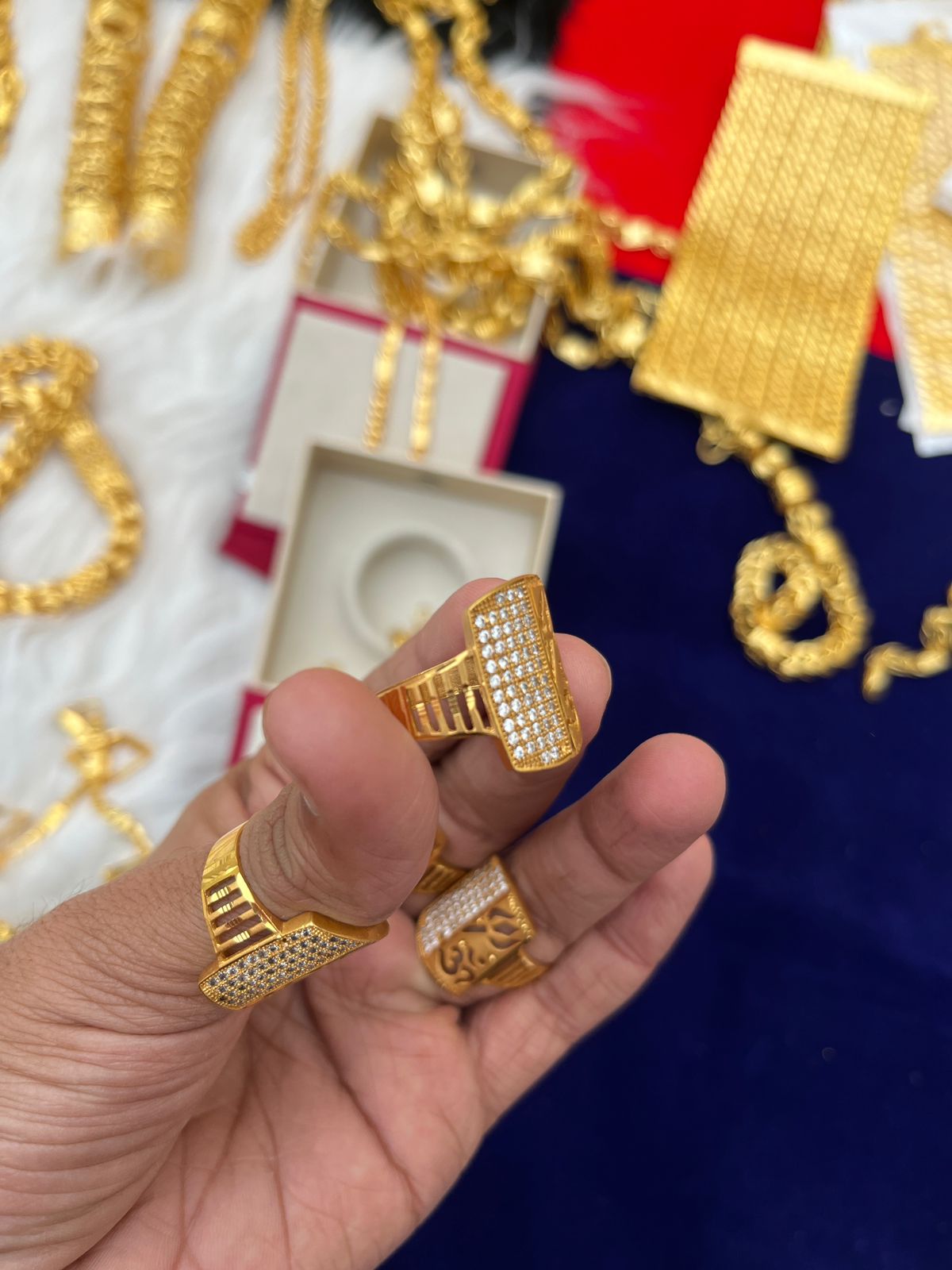 Men's Gold Plated Premium Om Daimond Ring