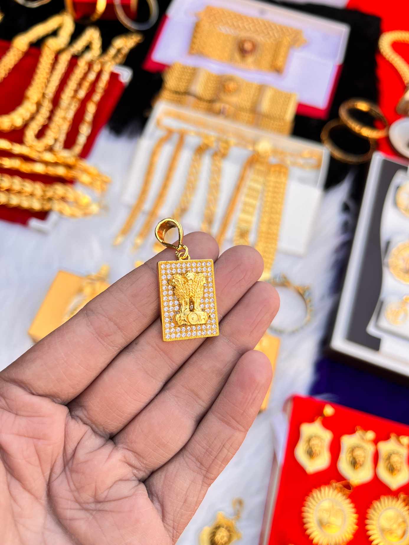 one gram gold Ashok Stumb Design Pendent