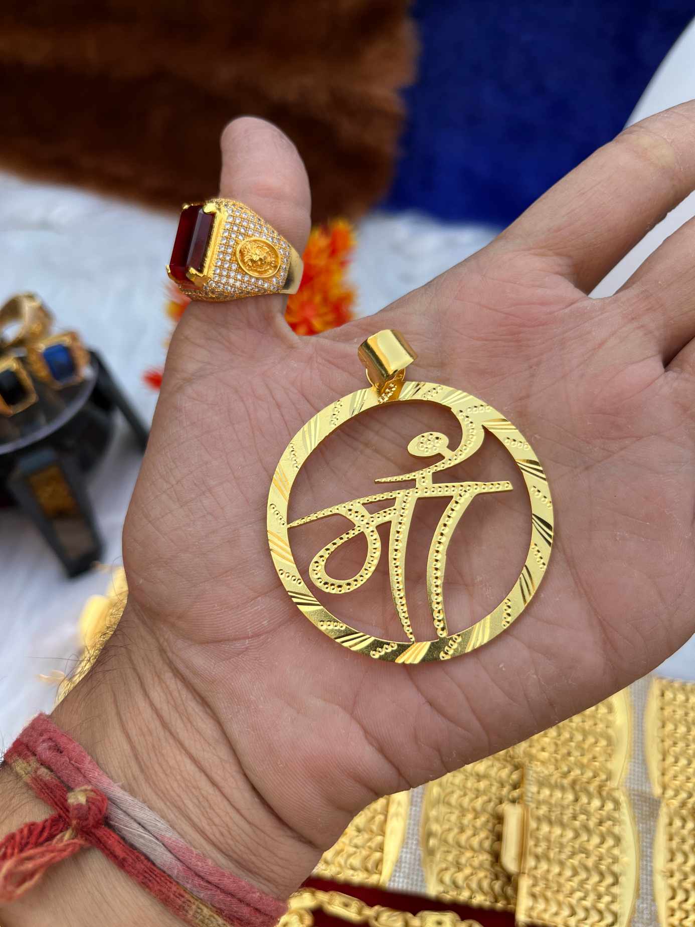 one gram gold Maa Big Design Pendent 3inches size