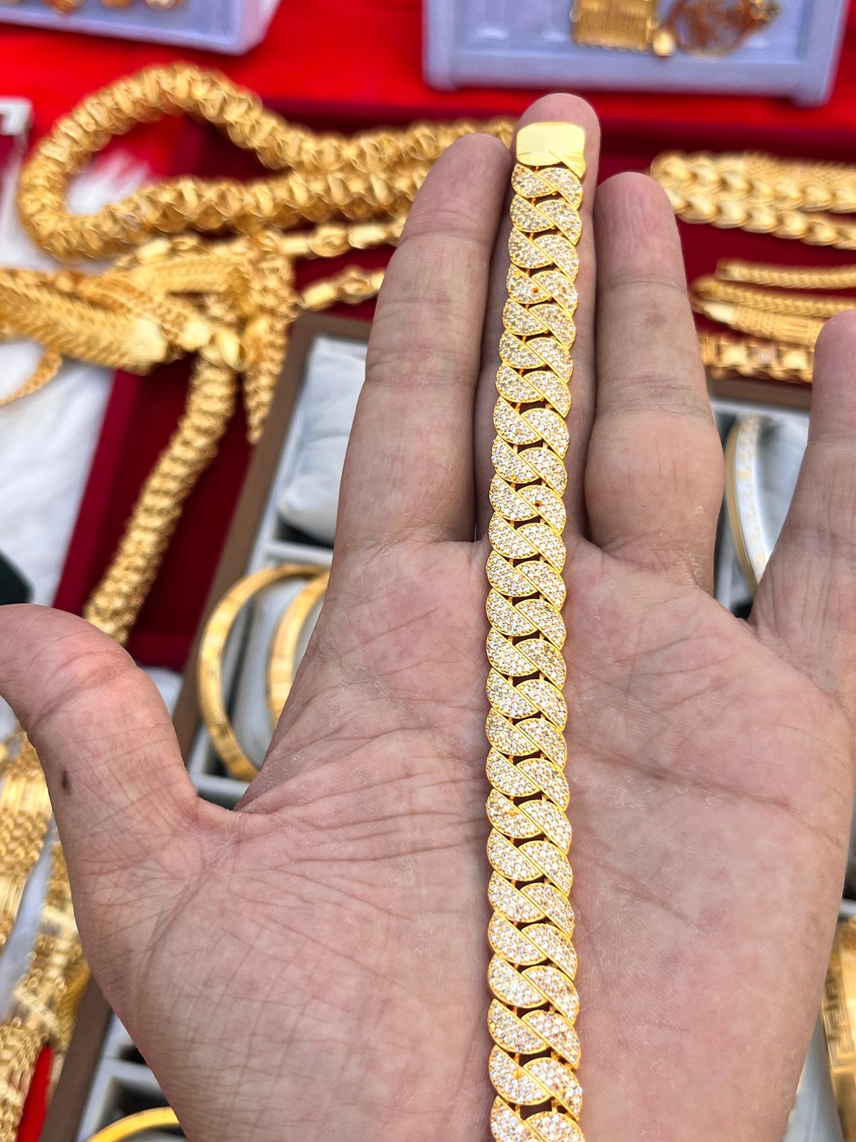 Gold plated fully daimond premium bracelet for men