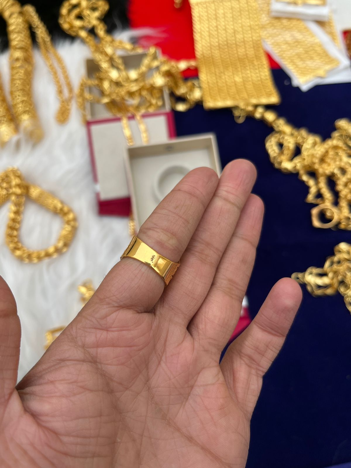 Men's one gram gold Premium Rajwadi Ring