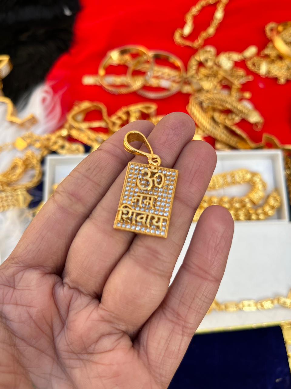 one gram gold Om Namah Shivay Daimond Pendent