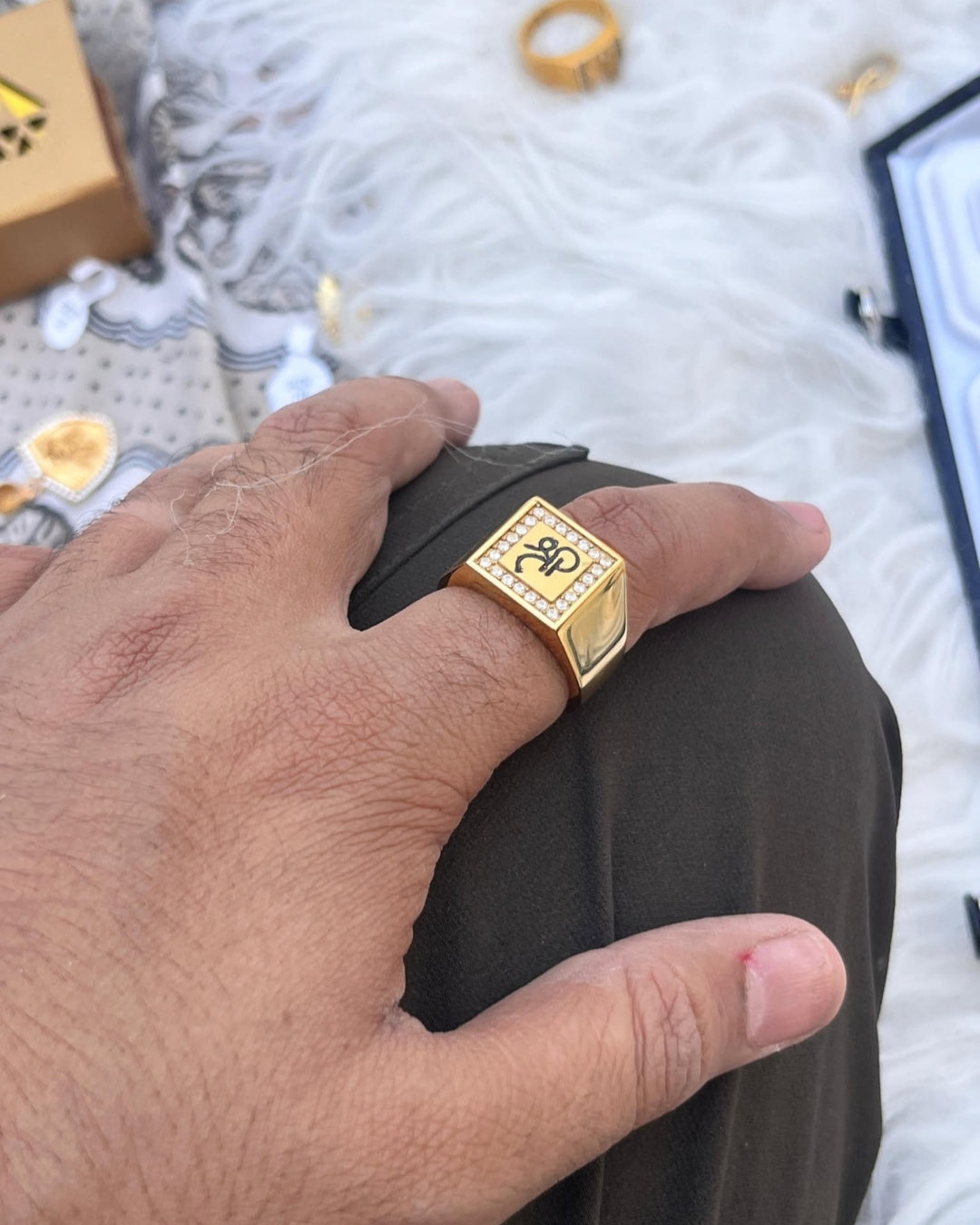 gold plated shree design antytonishk ring