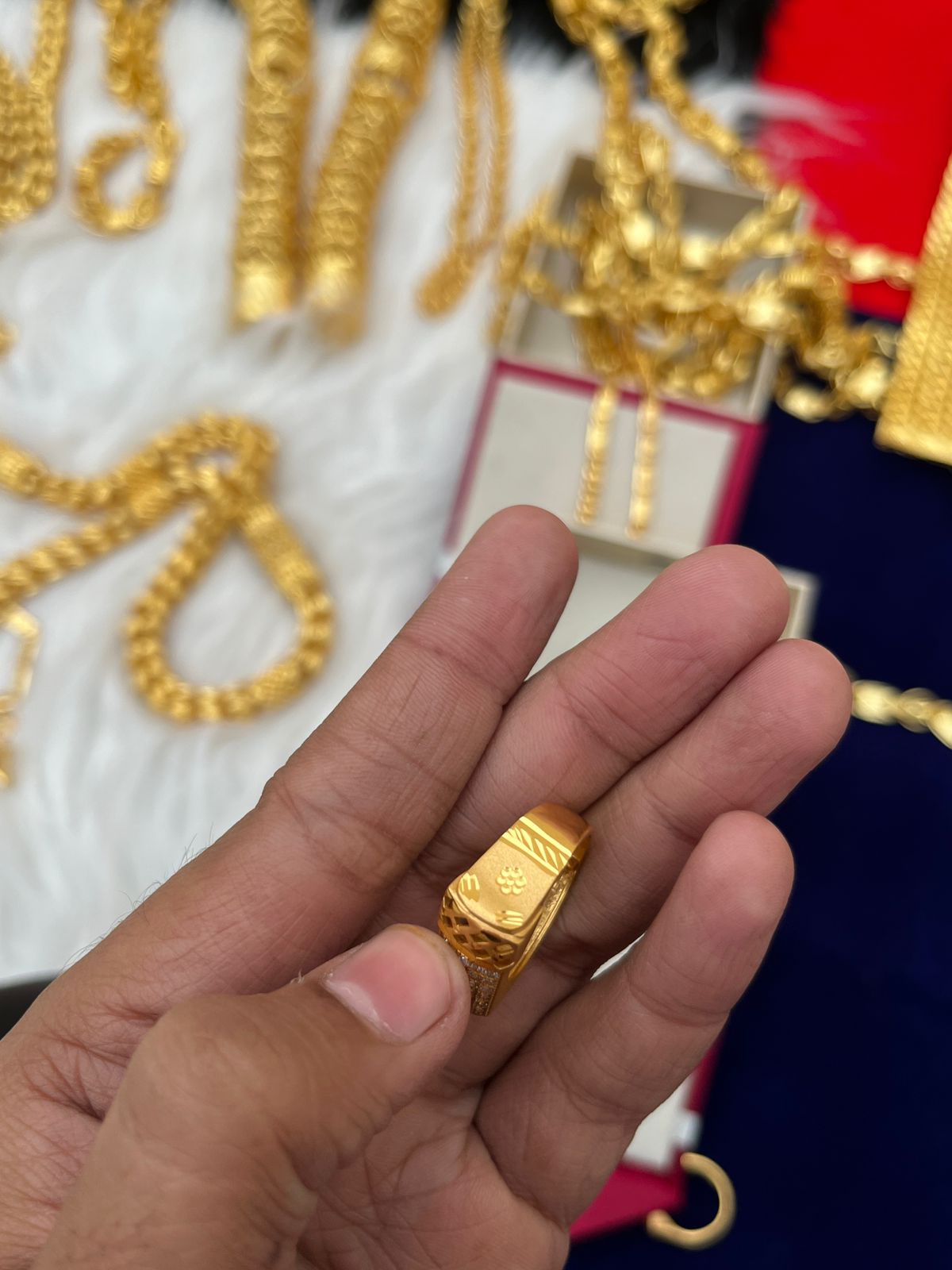 Men's one gram gold Daimond Ring