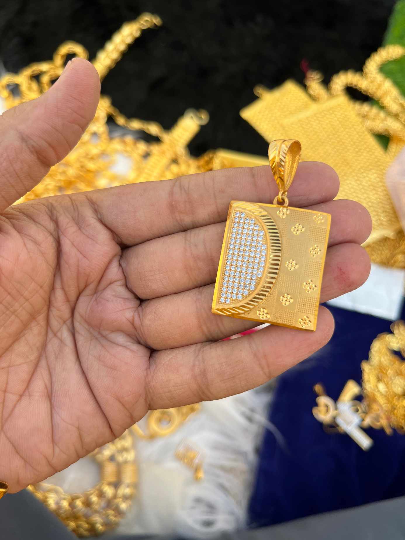 one gram gold Big Daimond Pendent