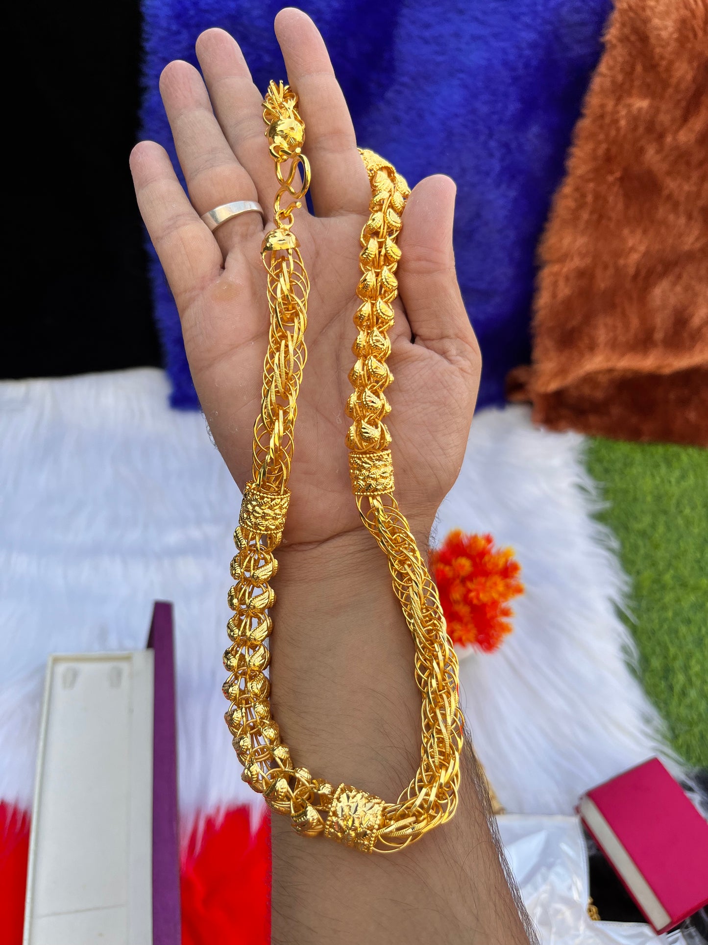 Men's one gram gold Heavy Rassa Premium Quality Gold Polished Chain