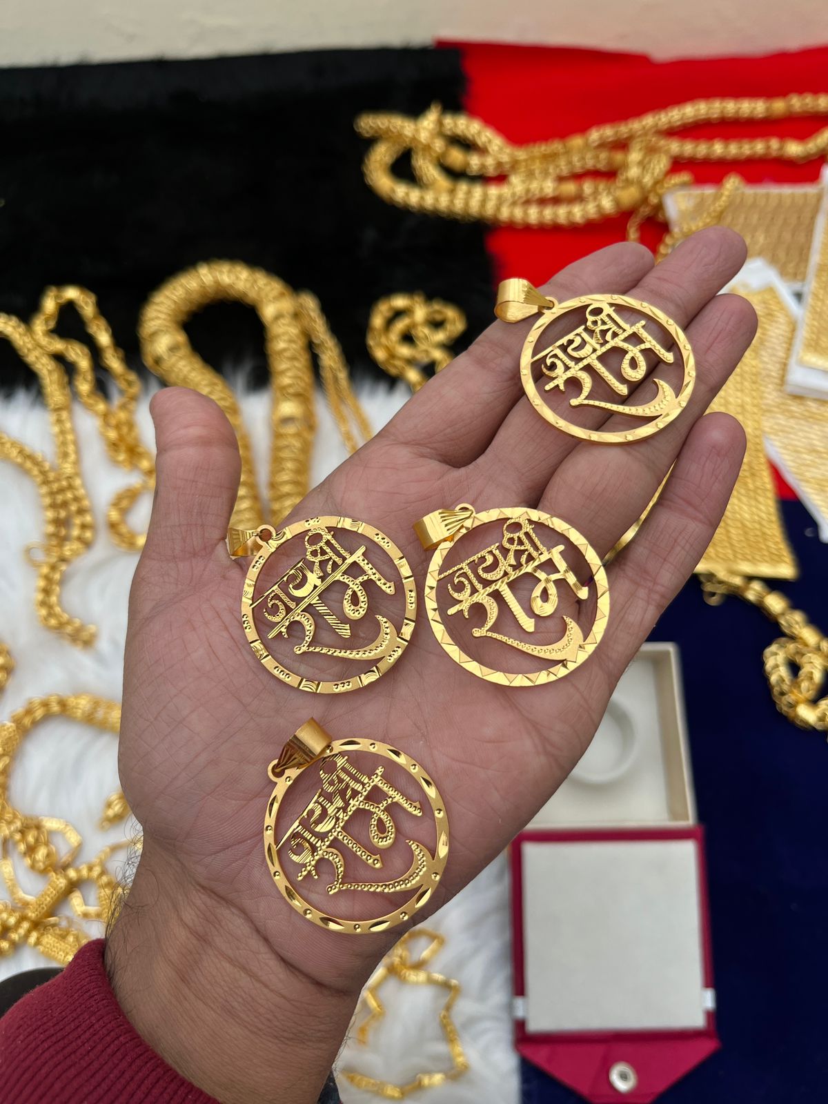 Men's one gram gold Jai Shree Ram Pendent