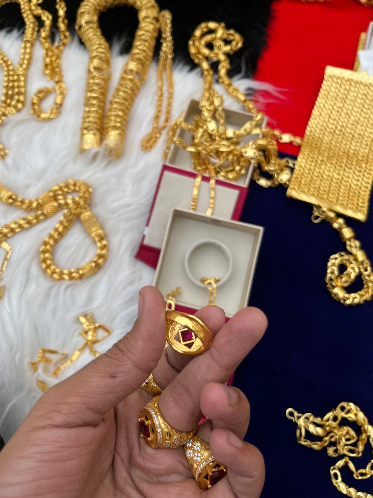 Men's one gram gold Krishna Daimond Ring