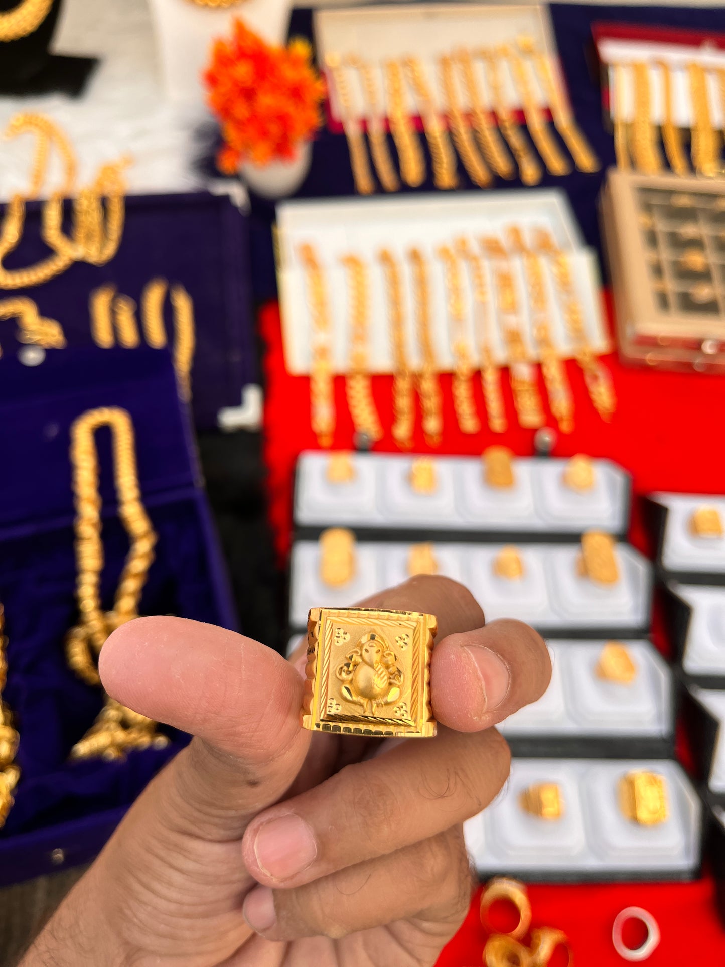 one gram gold Ganesh Design Premium Ring