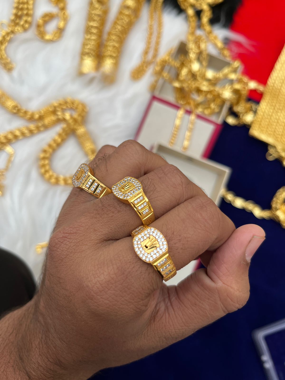 Men's one gram gold Premium Daimond Ring