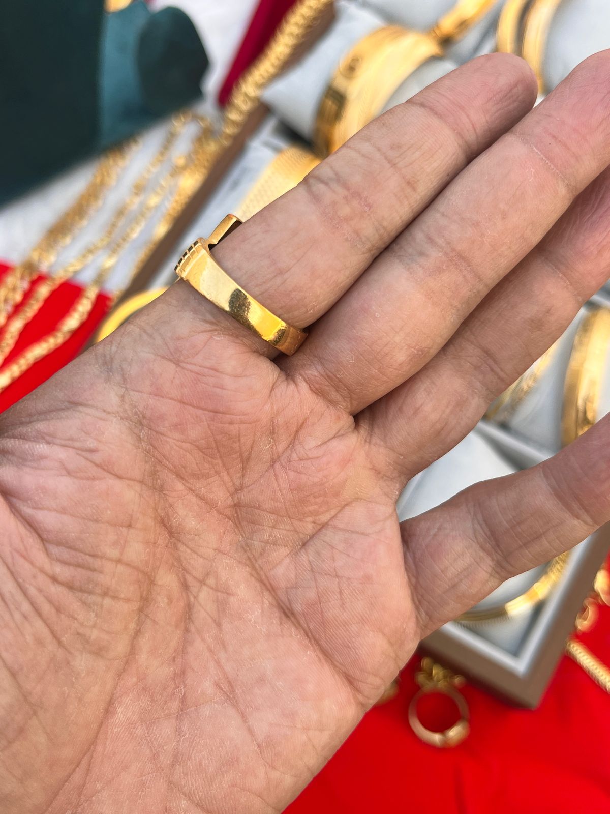 Gold plated premium biscuit design ring for men