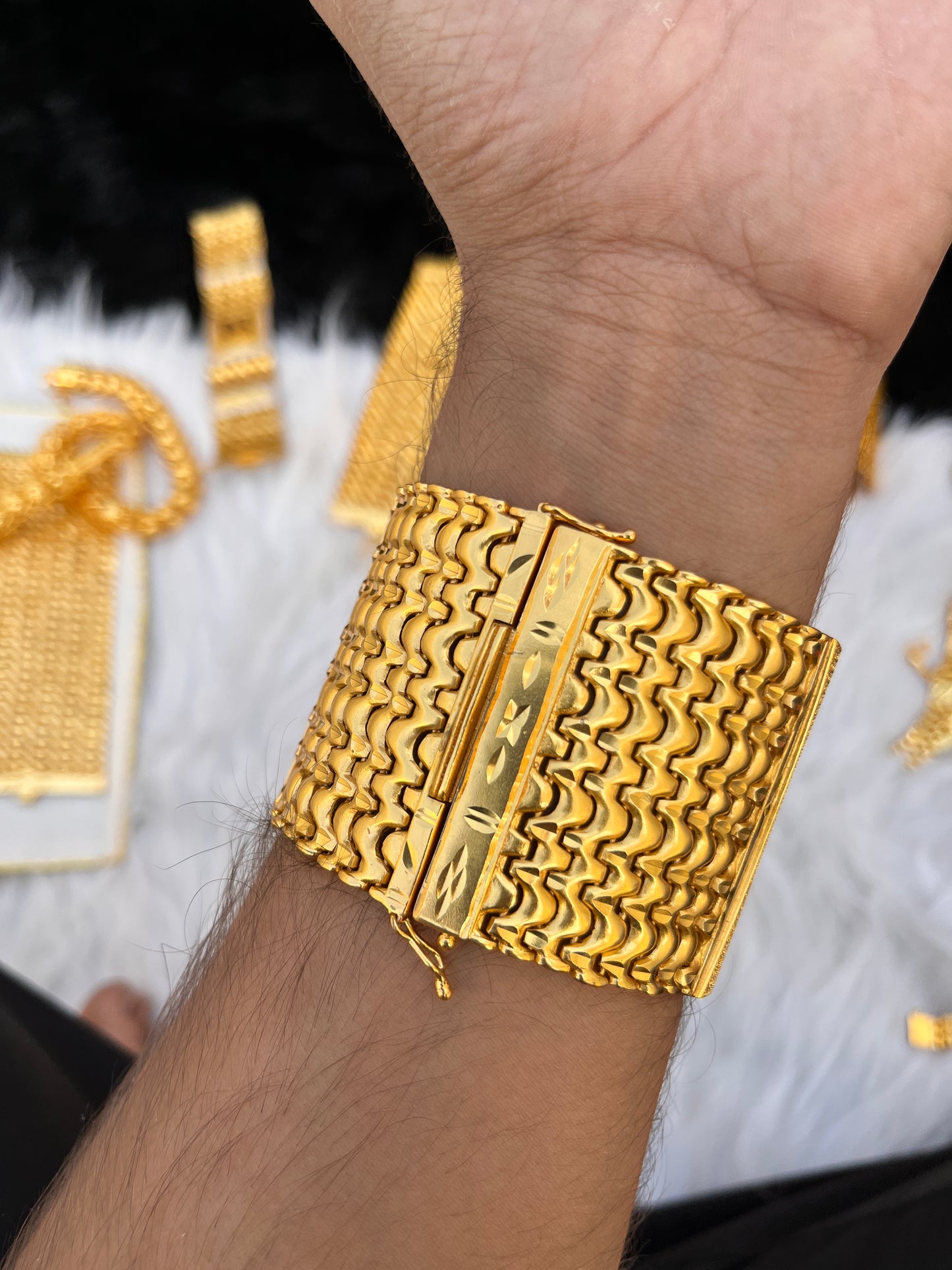 Men's one gram gold Heavy Daimond Bracelet Goga Maharaj