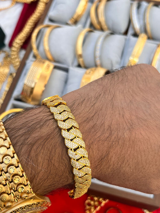 Gold plated fully daimond premium bracelet for men