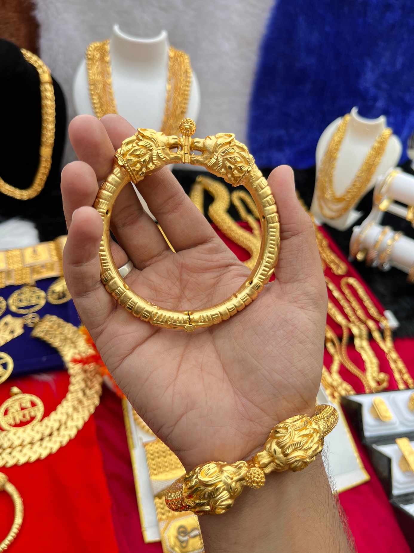 one gram gold Lion Rajwadi Design Kada With Lock System