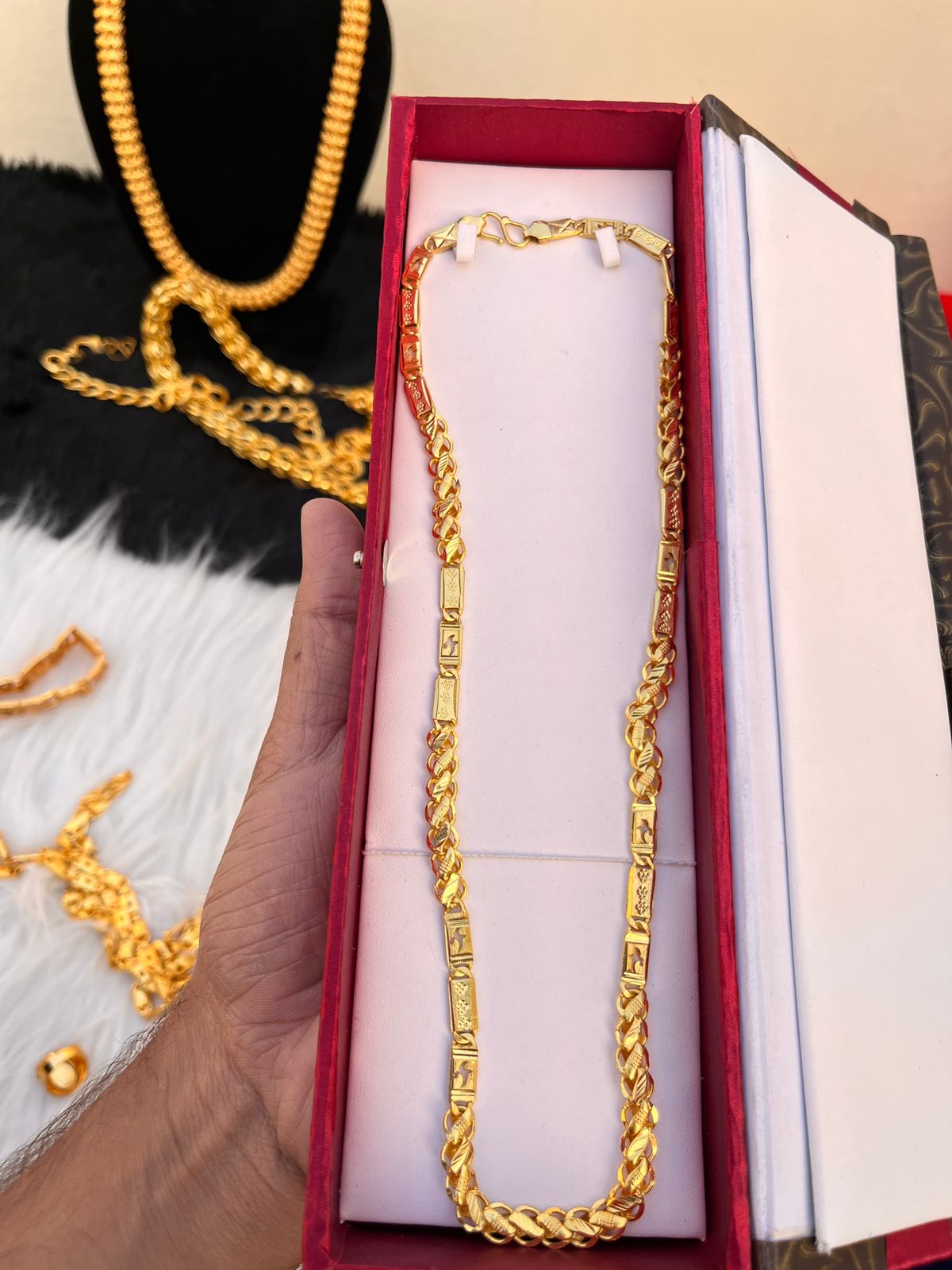 Men's one gram gold Lautos Navabi Premium Quality Gold Polished Chain