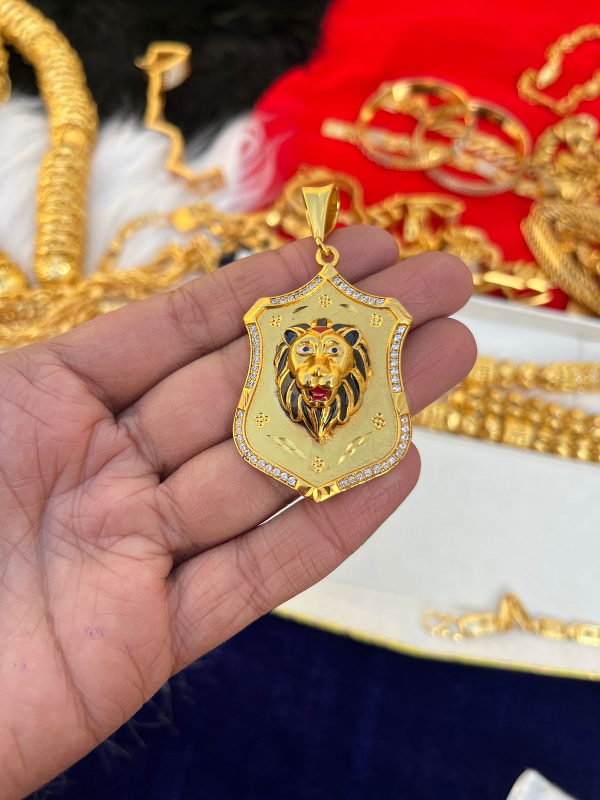 one gram gold Lion Daimond Pendent