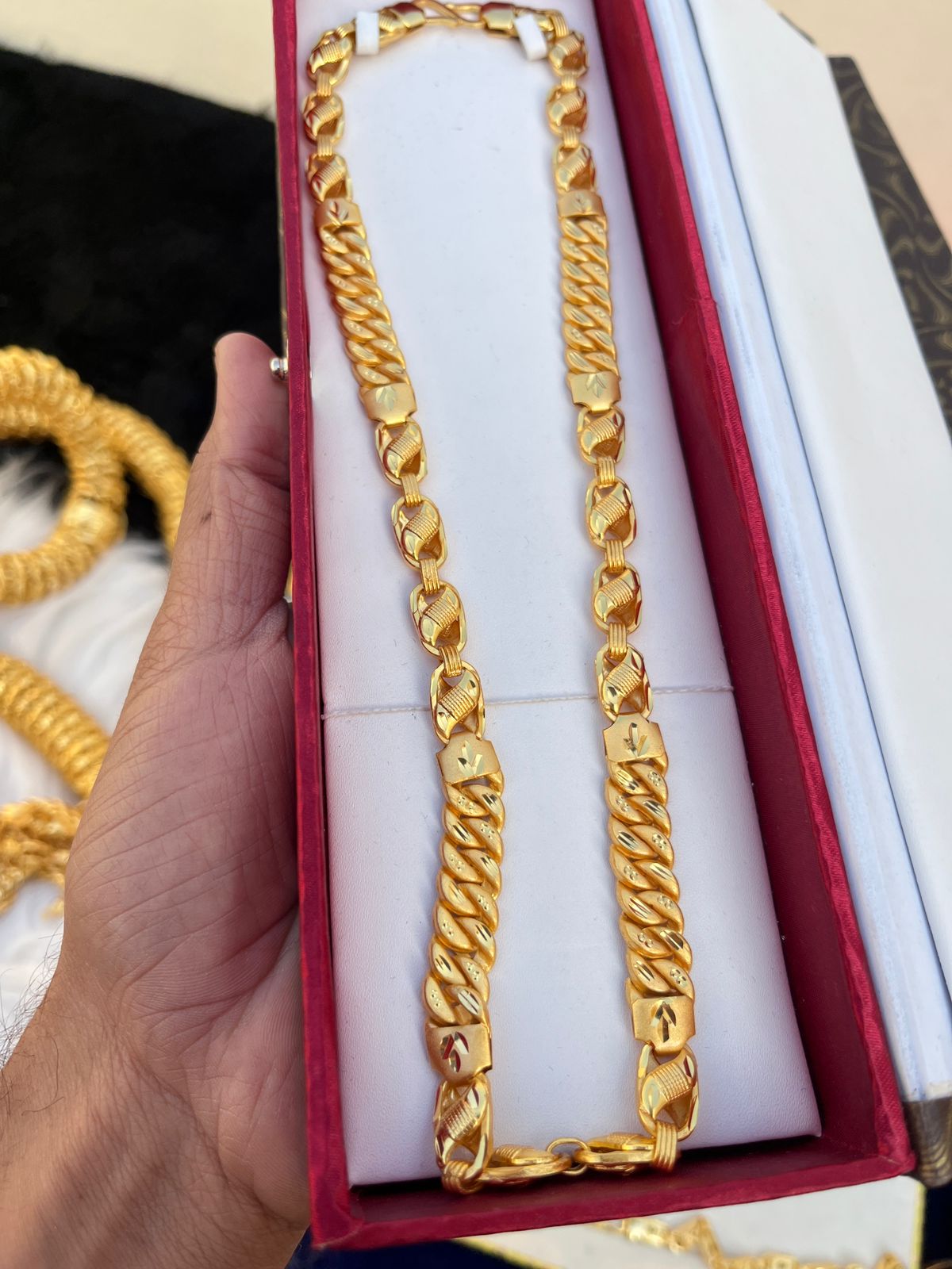 Men's one gram gold Sachin Singapuri Premium Quality Gold Polished Chain