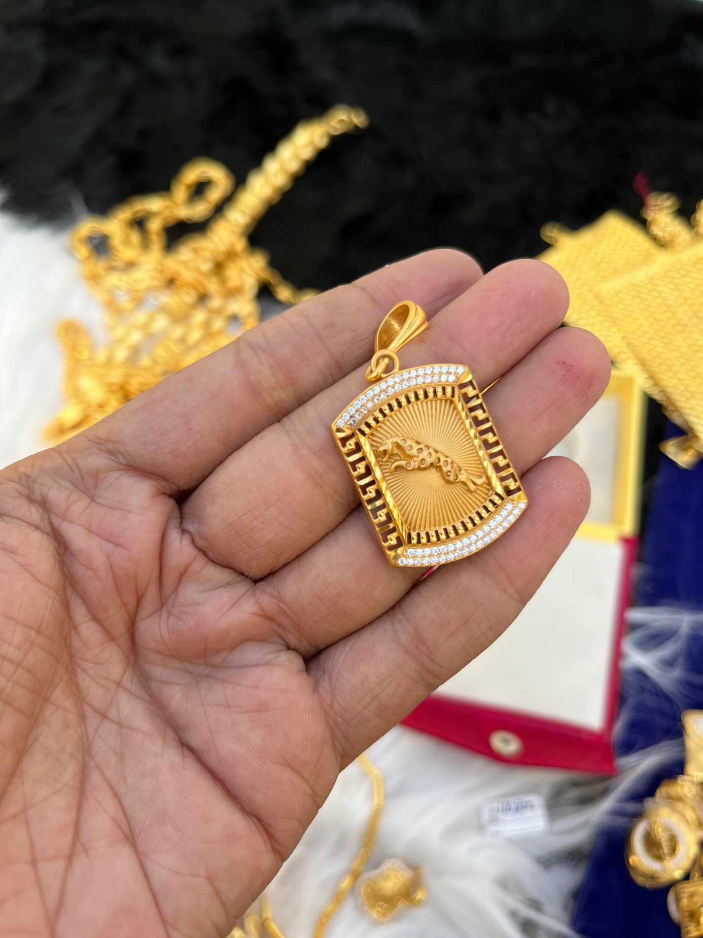 one gram gold Jeguar Design Daimond Pendent