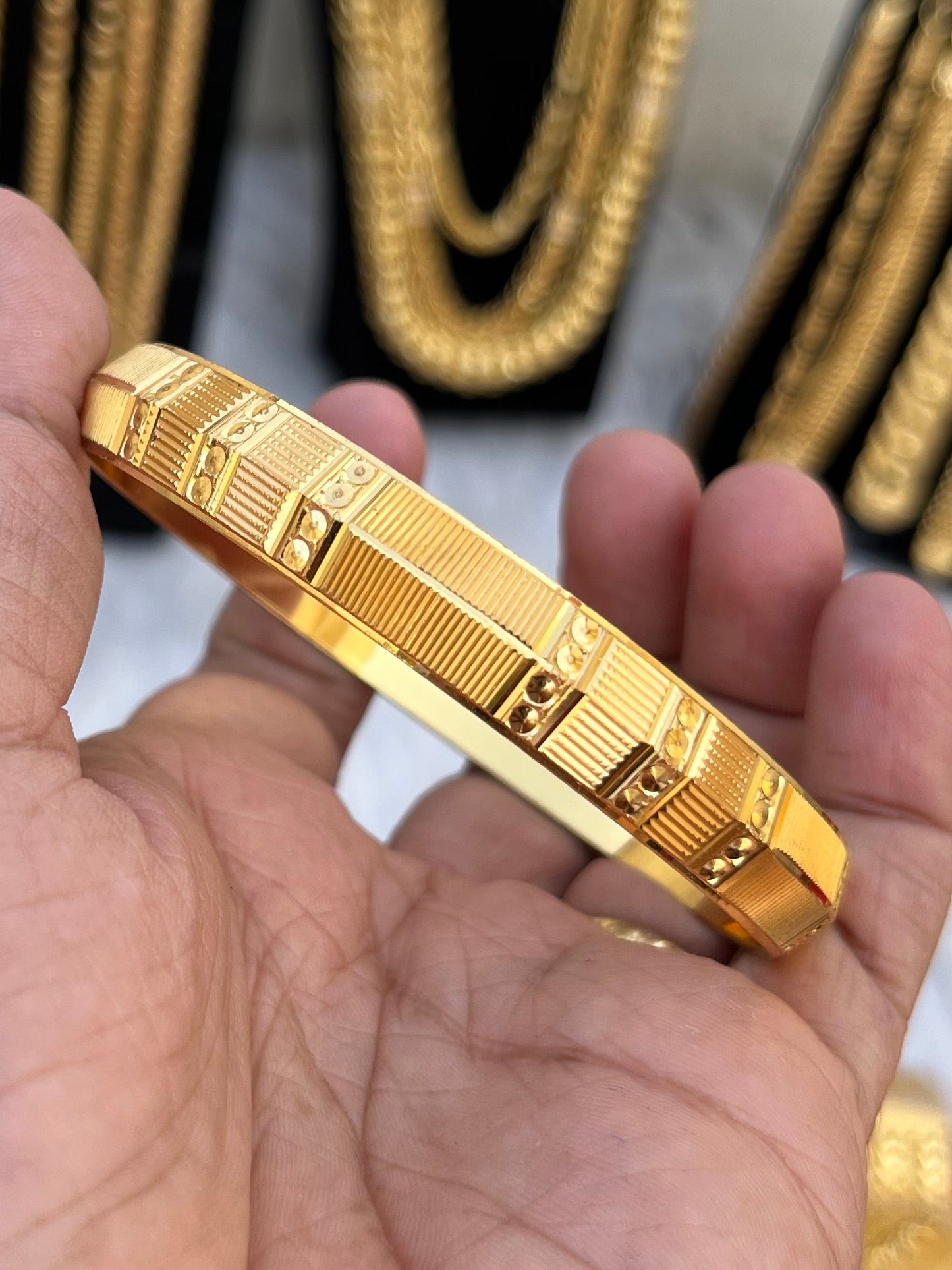 Gold plated premium nakshi punjabi kada